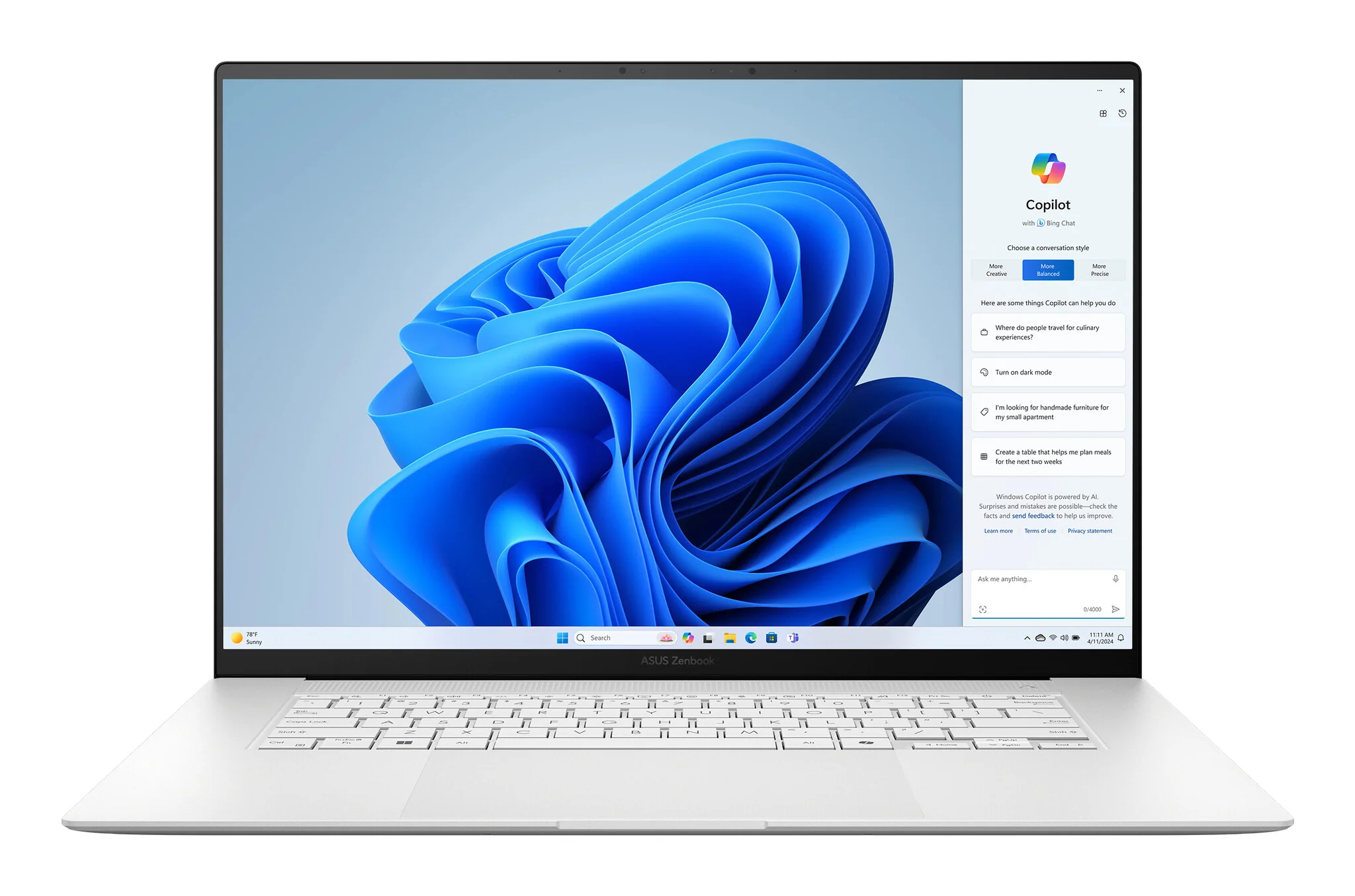 ASUS Zenbook S 16 Laptop - 40.6 cm (16") - Touchscreen - AMD Ryzen AI 9 HX 370 - 32 GB LPDDR5x-SDRAM - 1 TB SSD - Wi-Fi 7 - Windows 11 Home - White