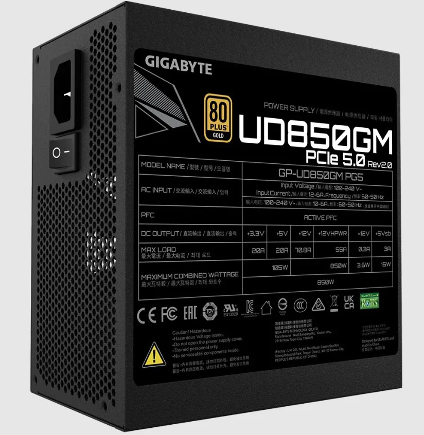 Gigabyte GP-UD850GM PG5 - 850W 80+ Gold Fully Modular Power Supply Unit - Image 4