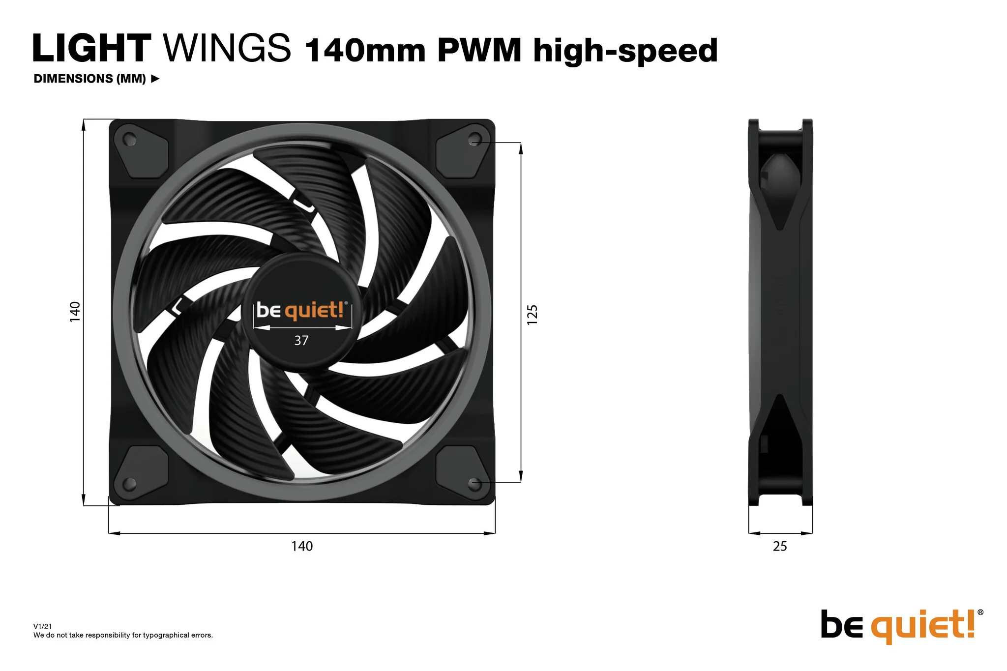 be quiet! Light Wings - ARGB PWM High Speed Computer Case Fan in Black - 140mm - Image 7
