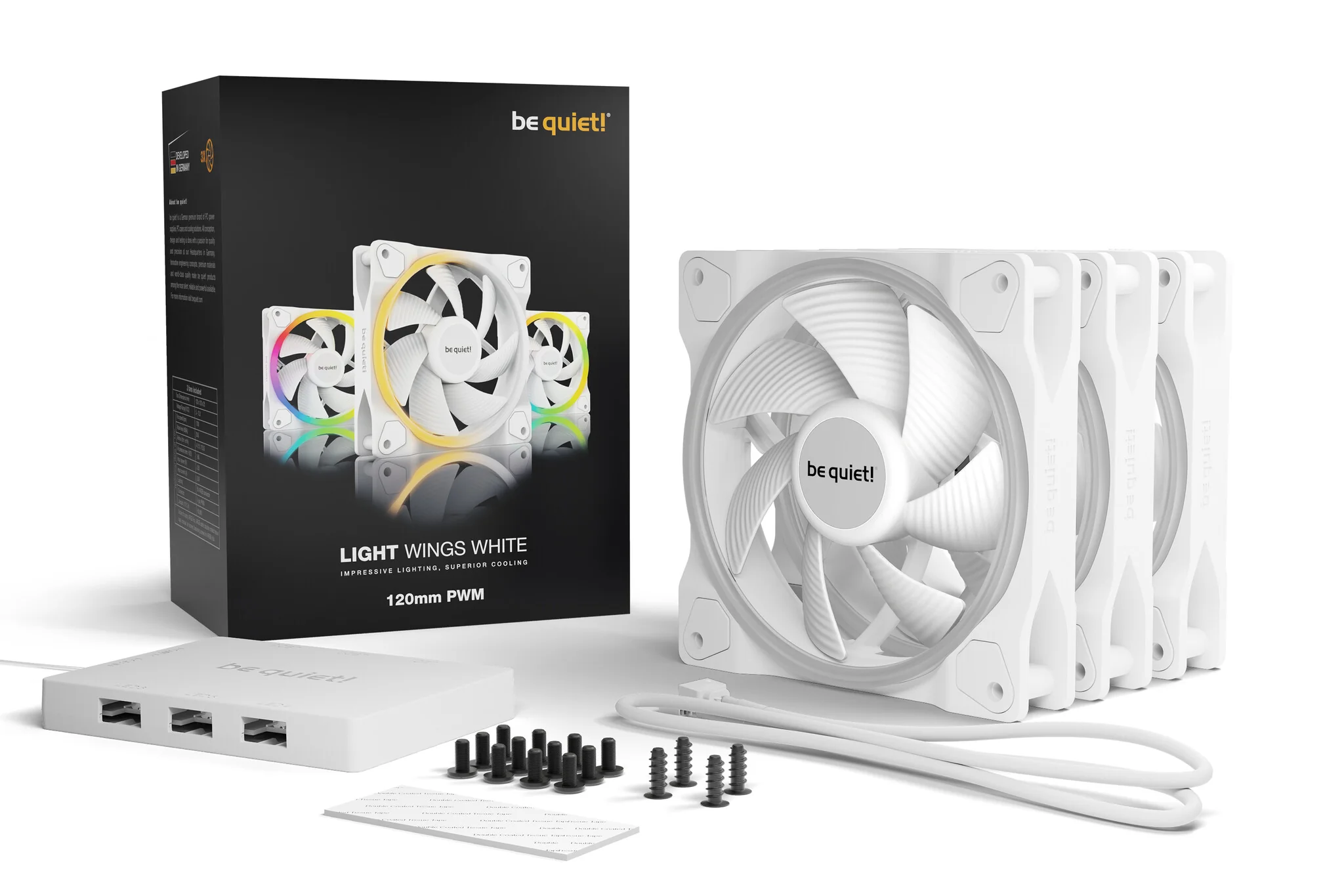 be quiet! Light Wings White -  PWM Computer Case Fan in White - 120mm (Pack of 3) - Image 5