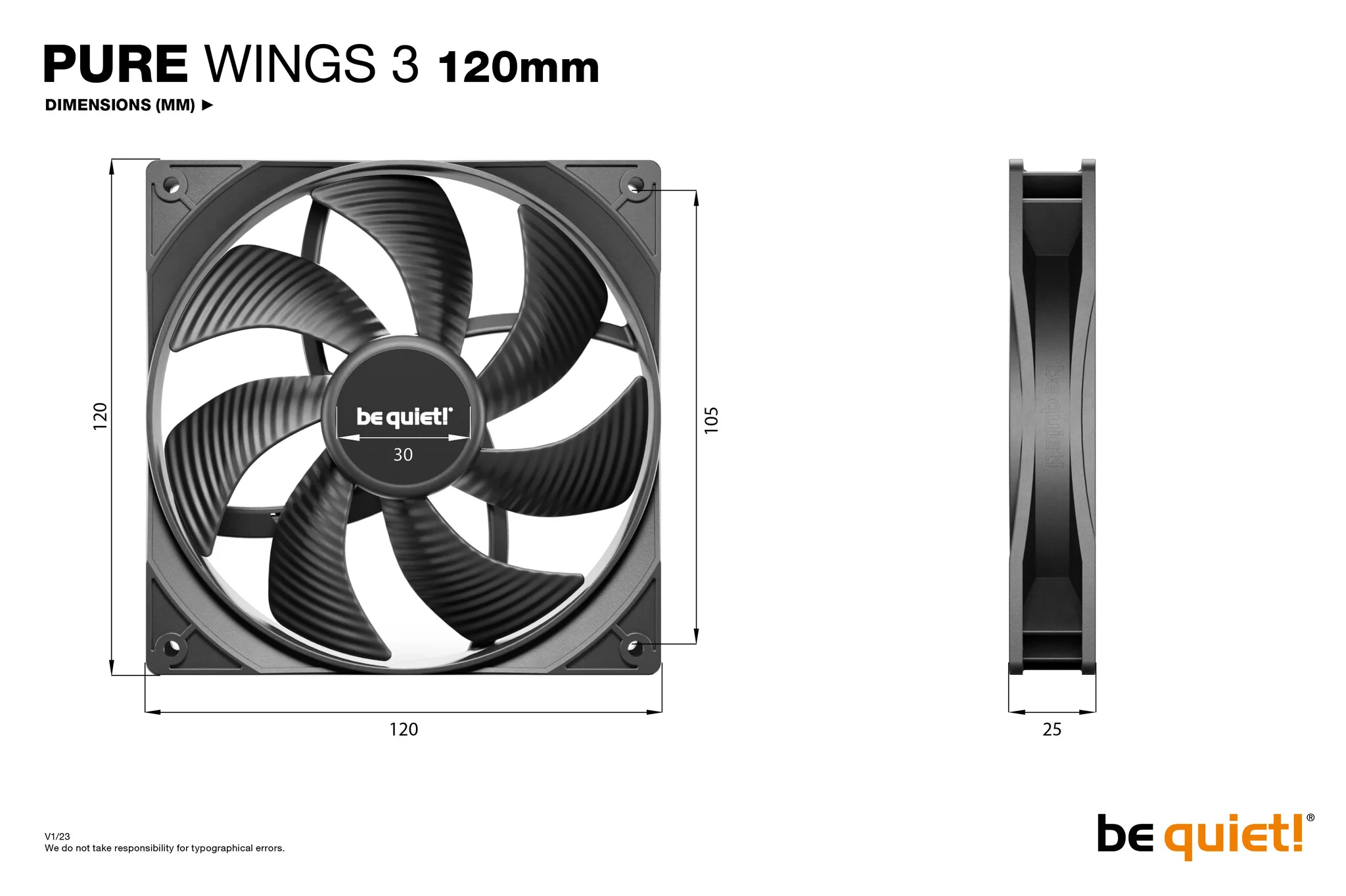 be quiet! Pure Wings 3 - Computer Case Fan in Black - 120mm - Image 5