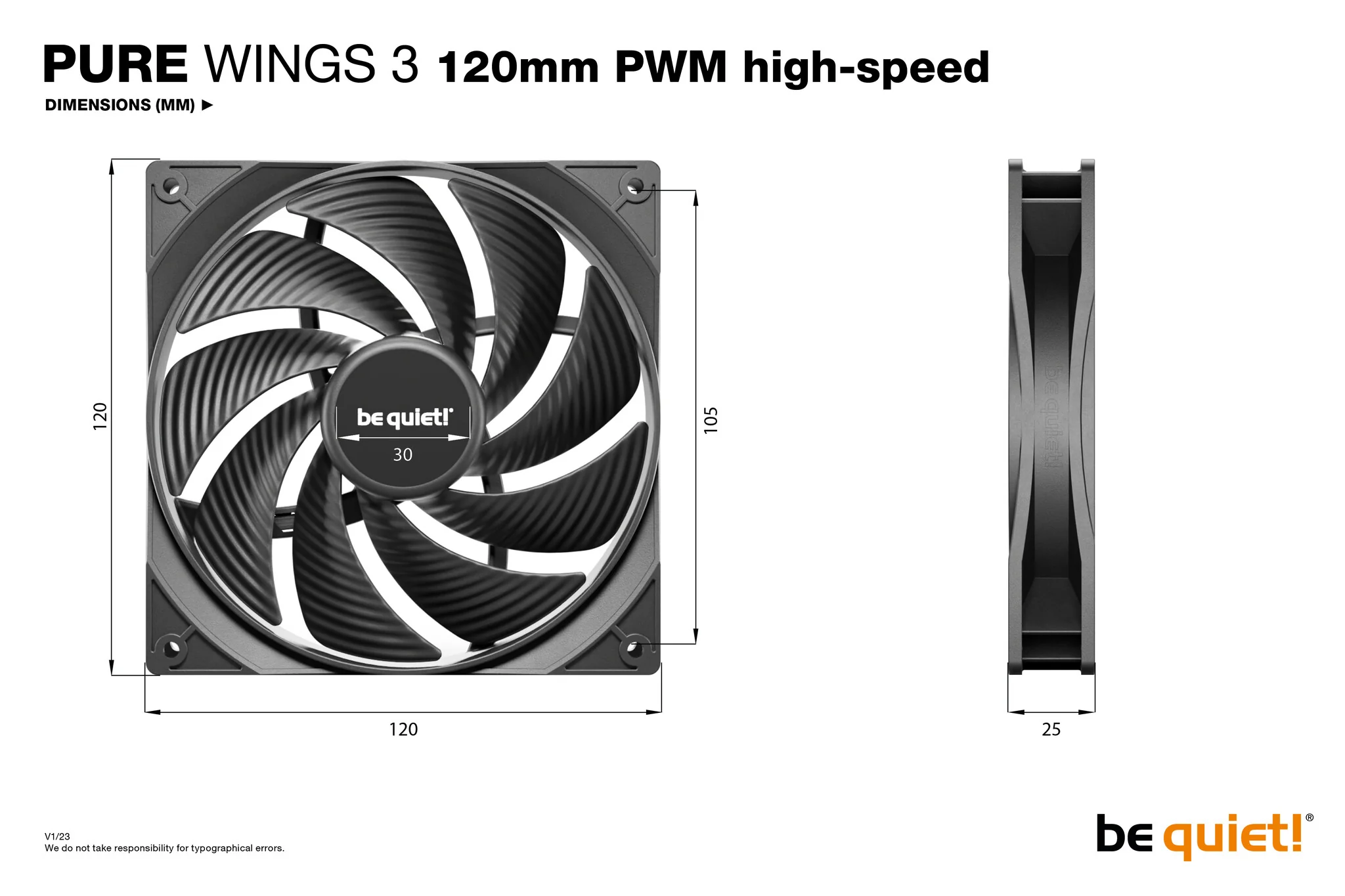 be quiet! Pure Wings 3 PWM - Computer Case Fan in Black - 120mm - Image 5