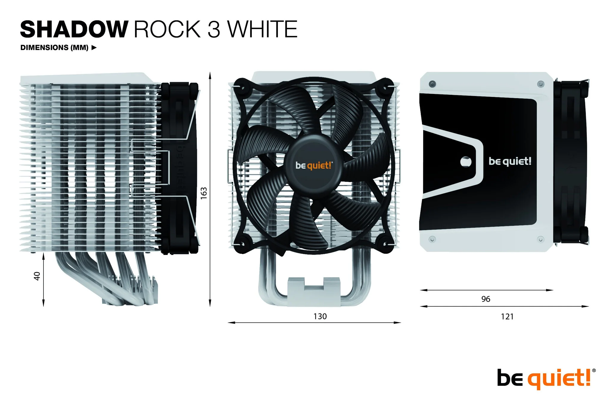 be quiet! Shadow Rock 3 - Processor Air Cooler in White - 120mm - Image 8
