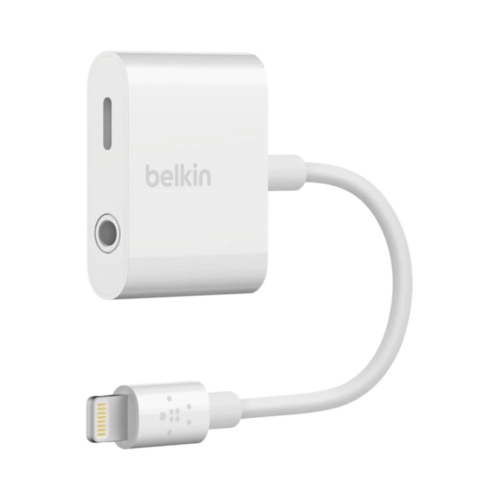 Belkin 3.5mm RockStar Lightning Charger and AUX Port 4" - White