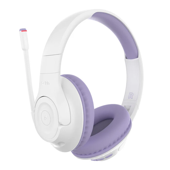 Belkin SoundForm Inspire - Wired & Wireless Bluetooth Headset for Children in Lavender / White - Image 2