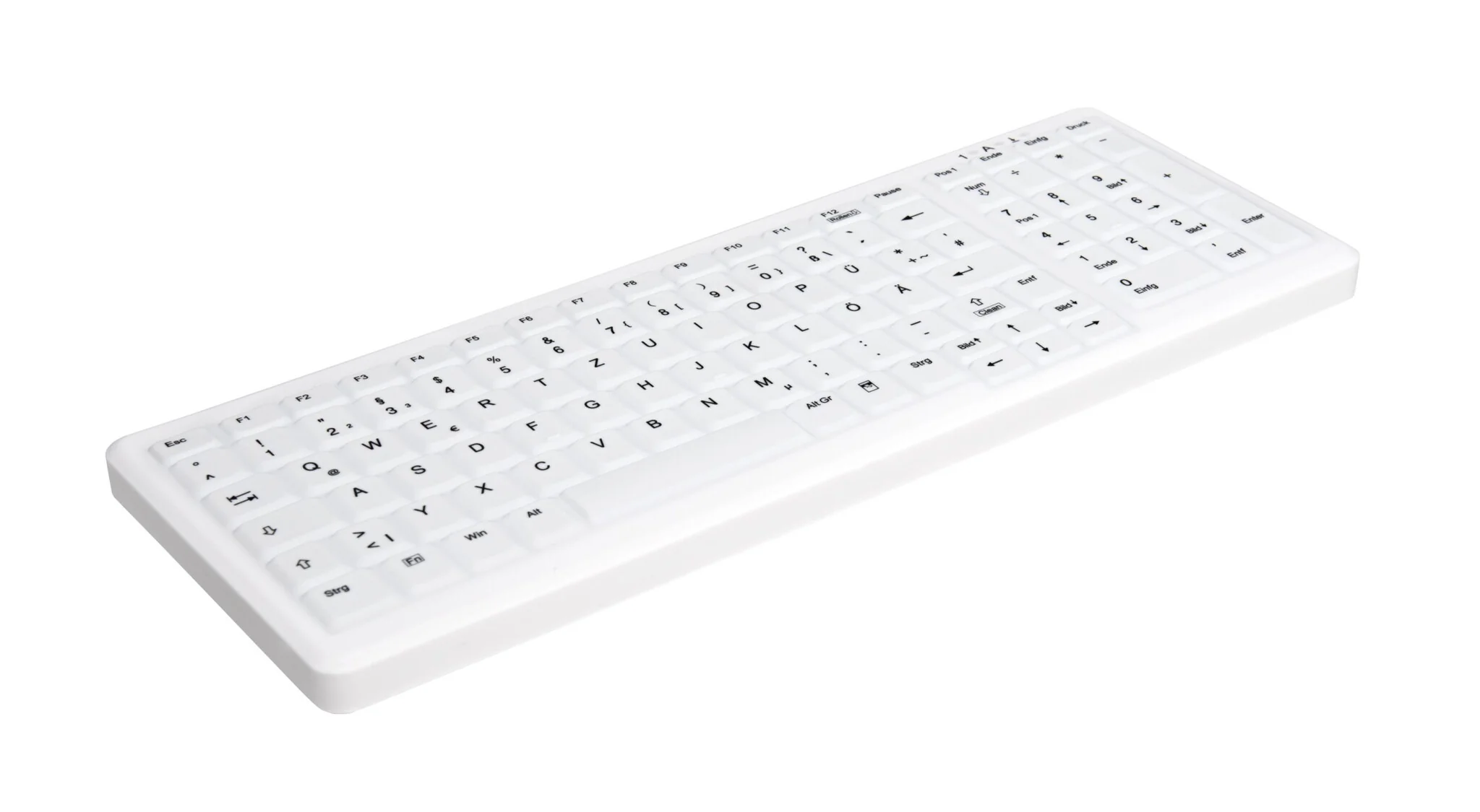 CHERRY AK-C7000 - USB Wired + RF Wireless Membrane Medical Keyboard in White (QWERTY UK) - Image 2