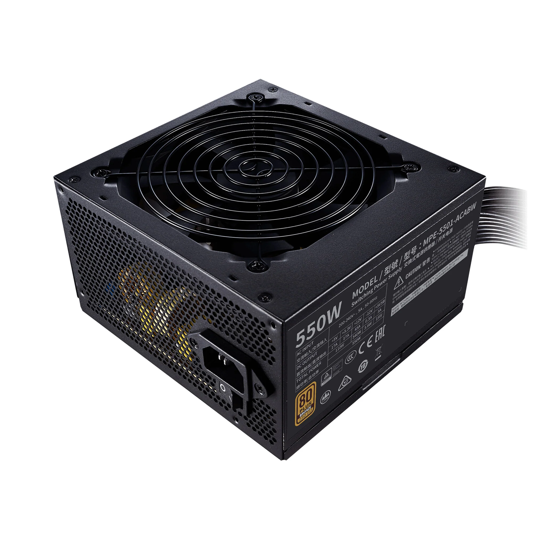 Cooler Master MWE - 550W 80+ Bronze Non-Modular Power Supply Unit in Black - Image 2