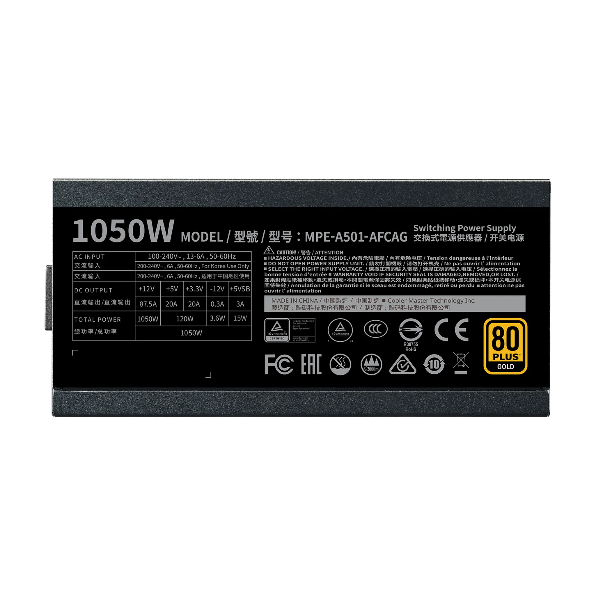 Cooler Master MWE - 1050W 80+ Gold Fully Modular Power Supply Unit in Black - Image 7