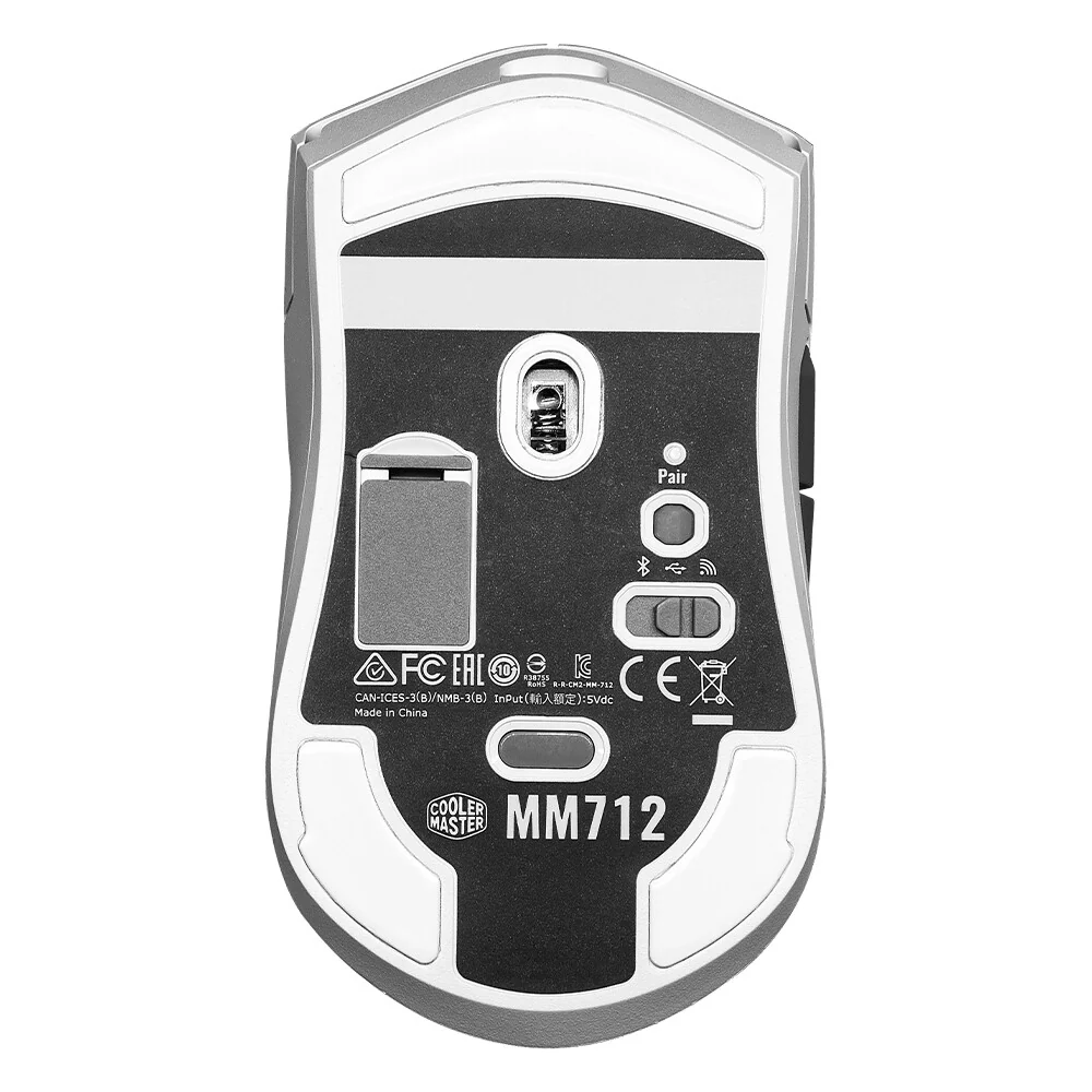 Cooler Master MM712 - RF Wireless + Bluetooth + USB Type-A Optical Mouse in White - 19,000 DPI - Image 6