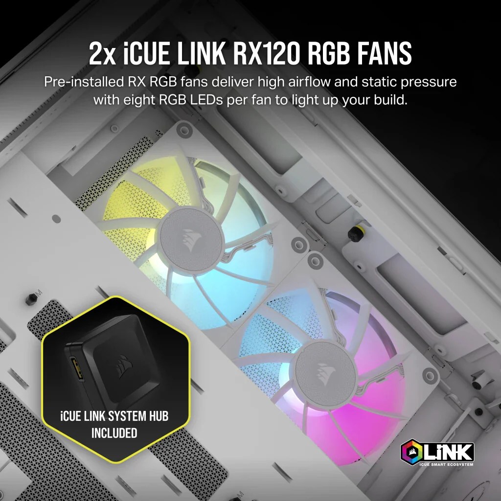 Corsair iCUE LINK 2500X RGB - Micro ATX Mid Tower Case in White - Image 8
