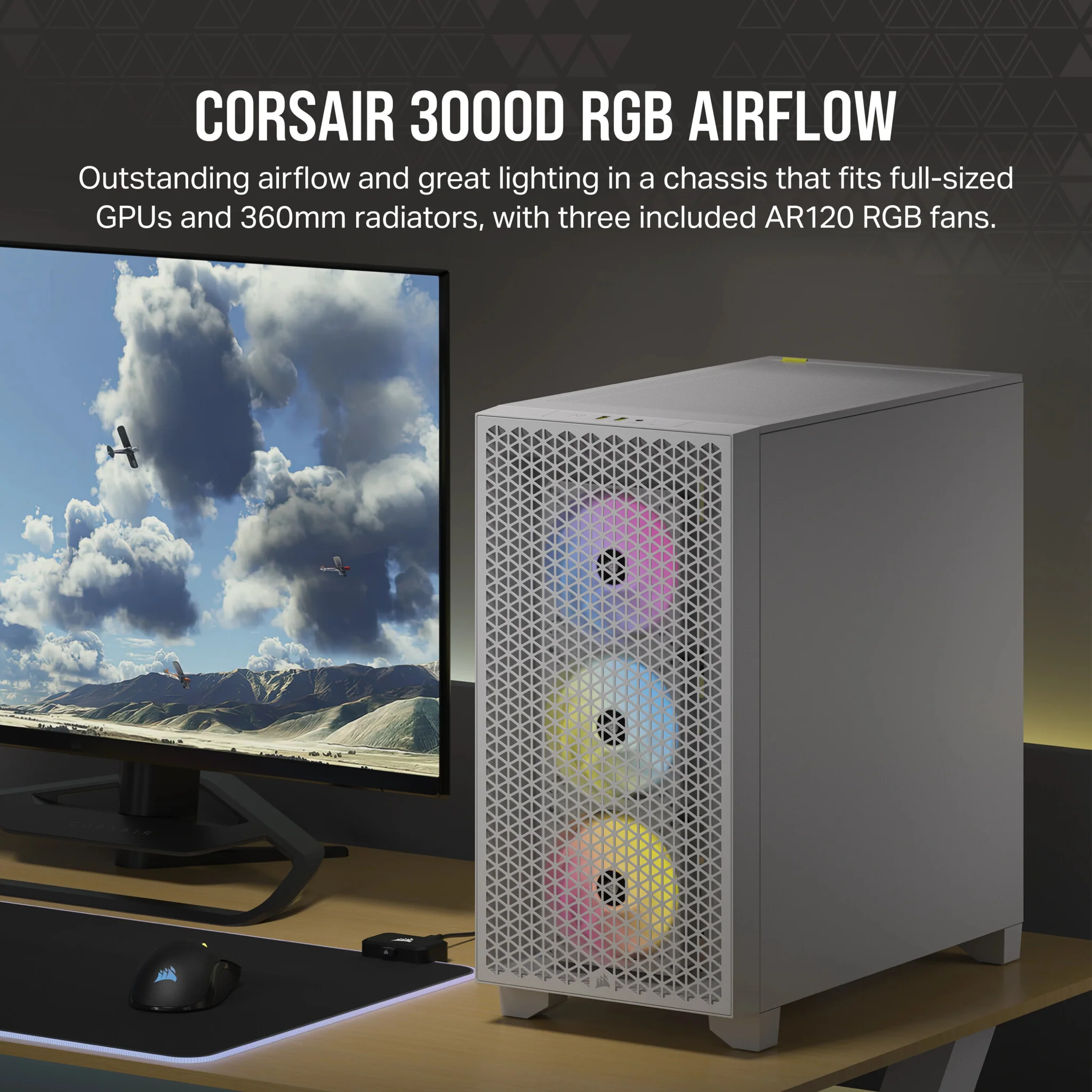 Corsair 3000D RGB AIRFLOW - ATX Mid Tower Case in White - Image 10