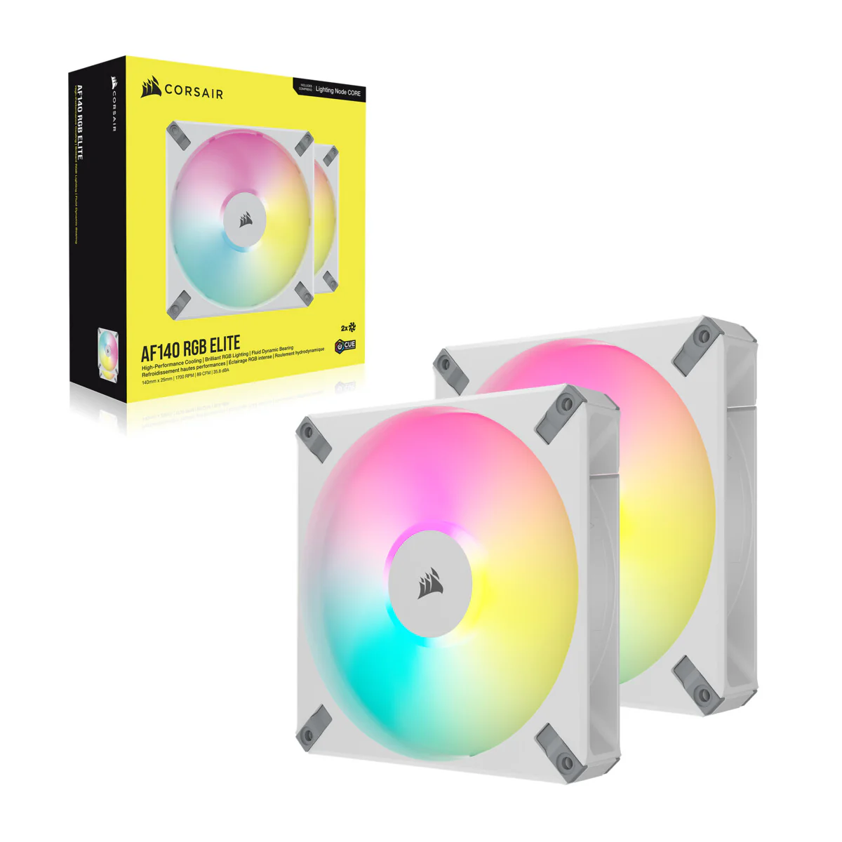 Corsair iCUE AF140 RGB ELITE - Computer Case Fan in White - 140mm (Pack of 2) - Image 2