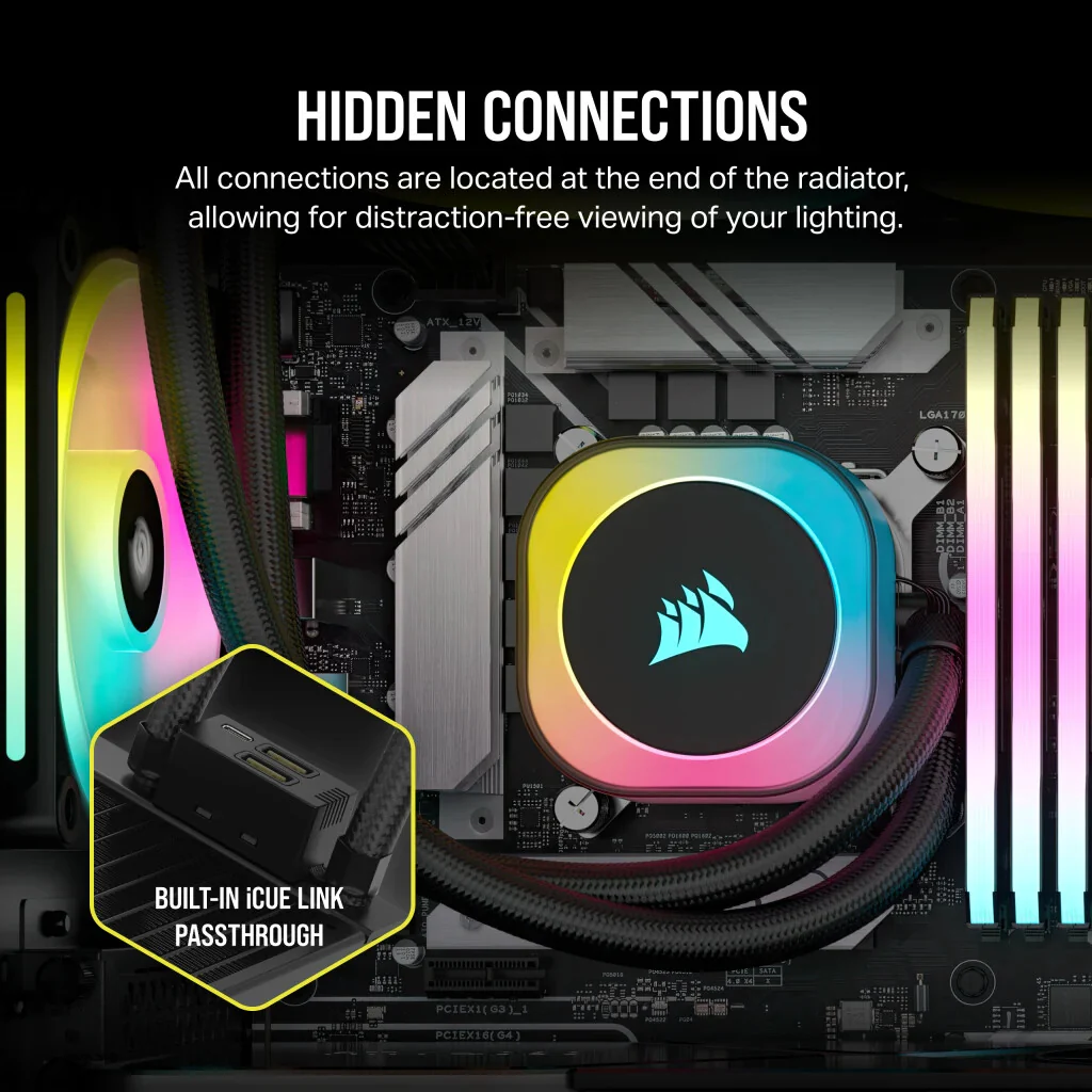 Corsair iCUE H150i RGB - All-in-one Liquid Processor Cooler in Black - 360mm - Image 13