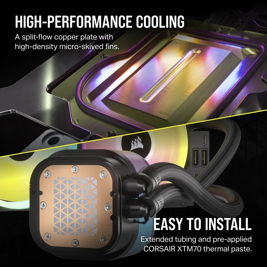 Corsair iCUE H150i RGB - All-in-one Liquid Processor Cooler in Black - 360mm - Image 16