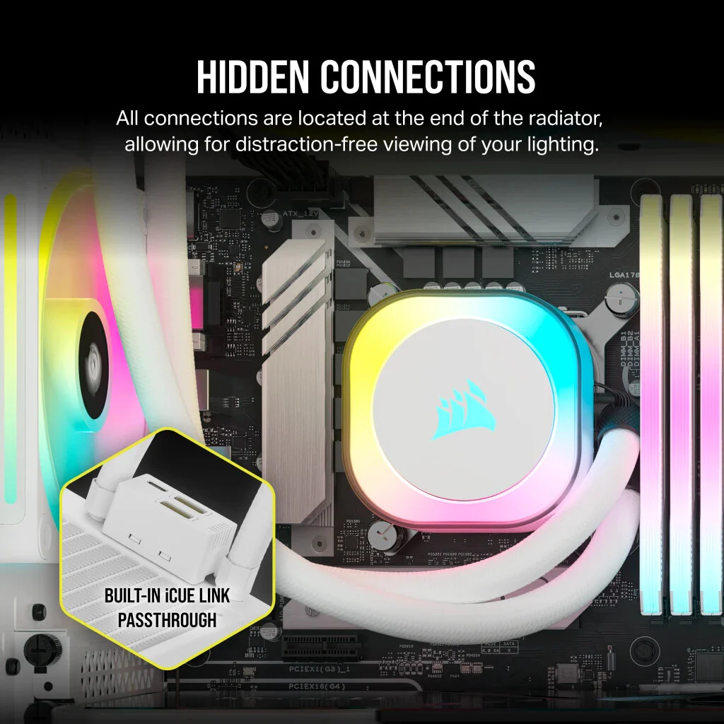 Corsair iCUE LINK H150i RGB - Liquid Processor Cooling Kit in White - 360mm - Image 13