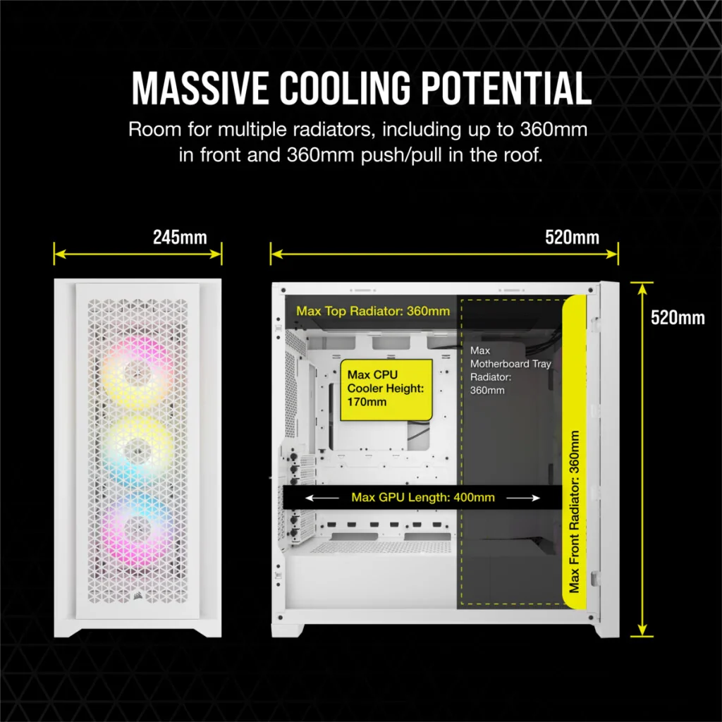 Corsair iCUE 5000D RGB AIRFLOW - ATX Mid Tower Case in White - Image 7