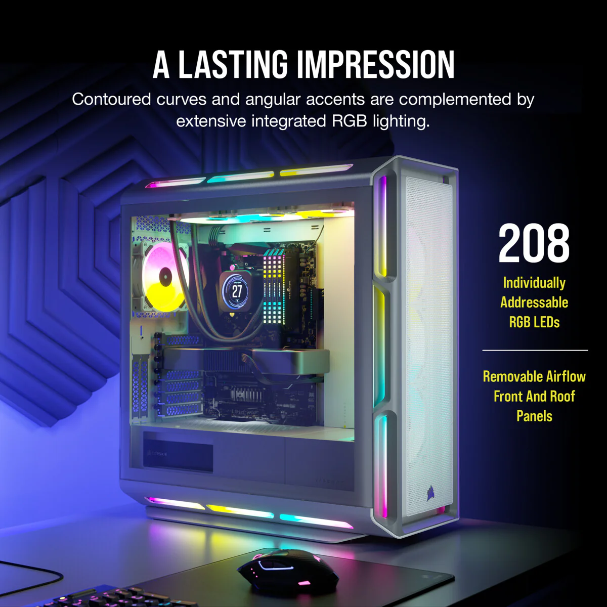 Corsair iCUE 5000T RGB - ATX Mid Tower Case in White - Image 10