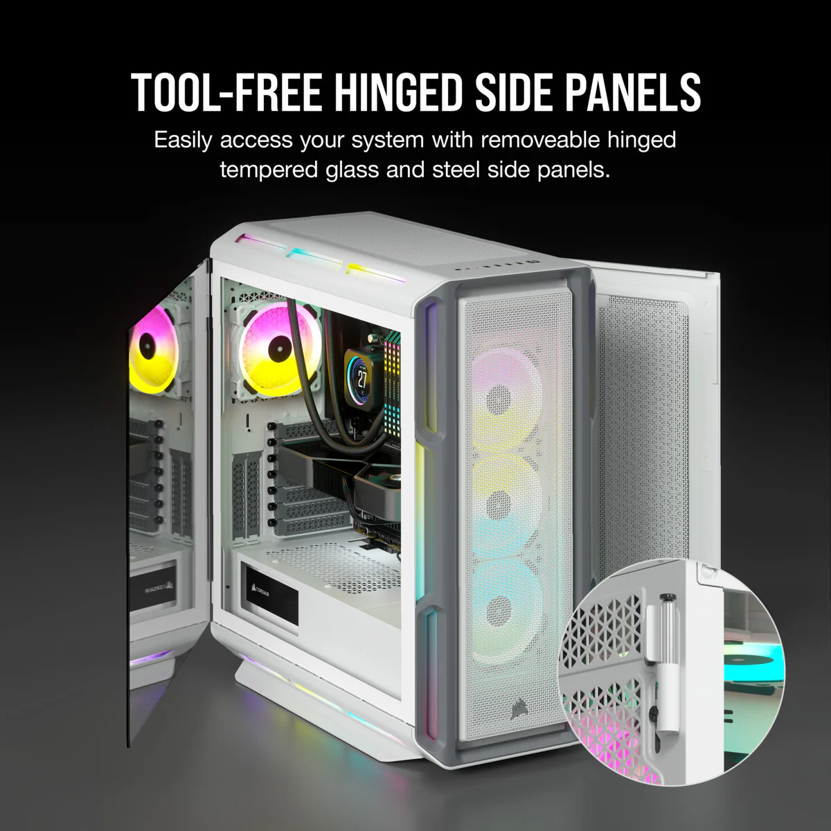 Corsair iCUE 5000T RGB - ATX Mid Tower Case in White - Image 15