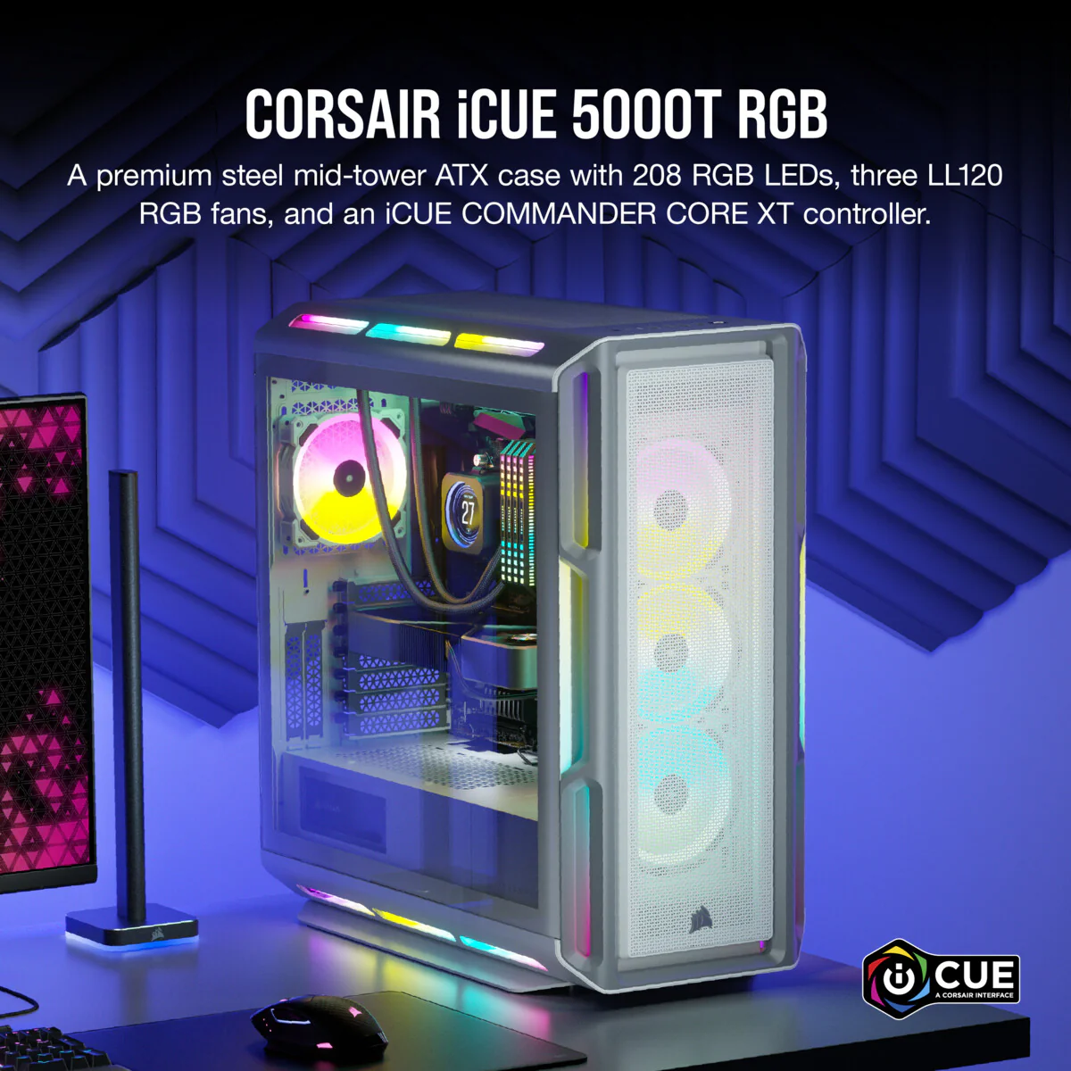 Corsair iCUE 5000T RGB - ATX Mid Tower Case in White - Image 9