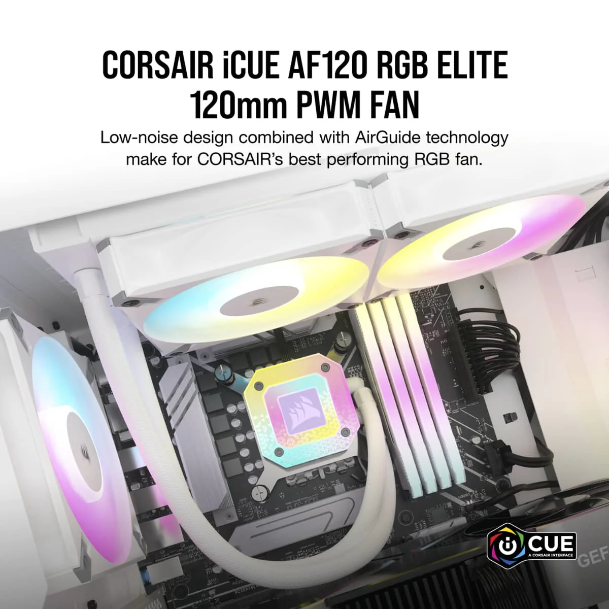 Corsair iCUE AF120 RGB ELITE - PWM Computer Case Fan in White - 120 mm - Image 3