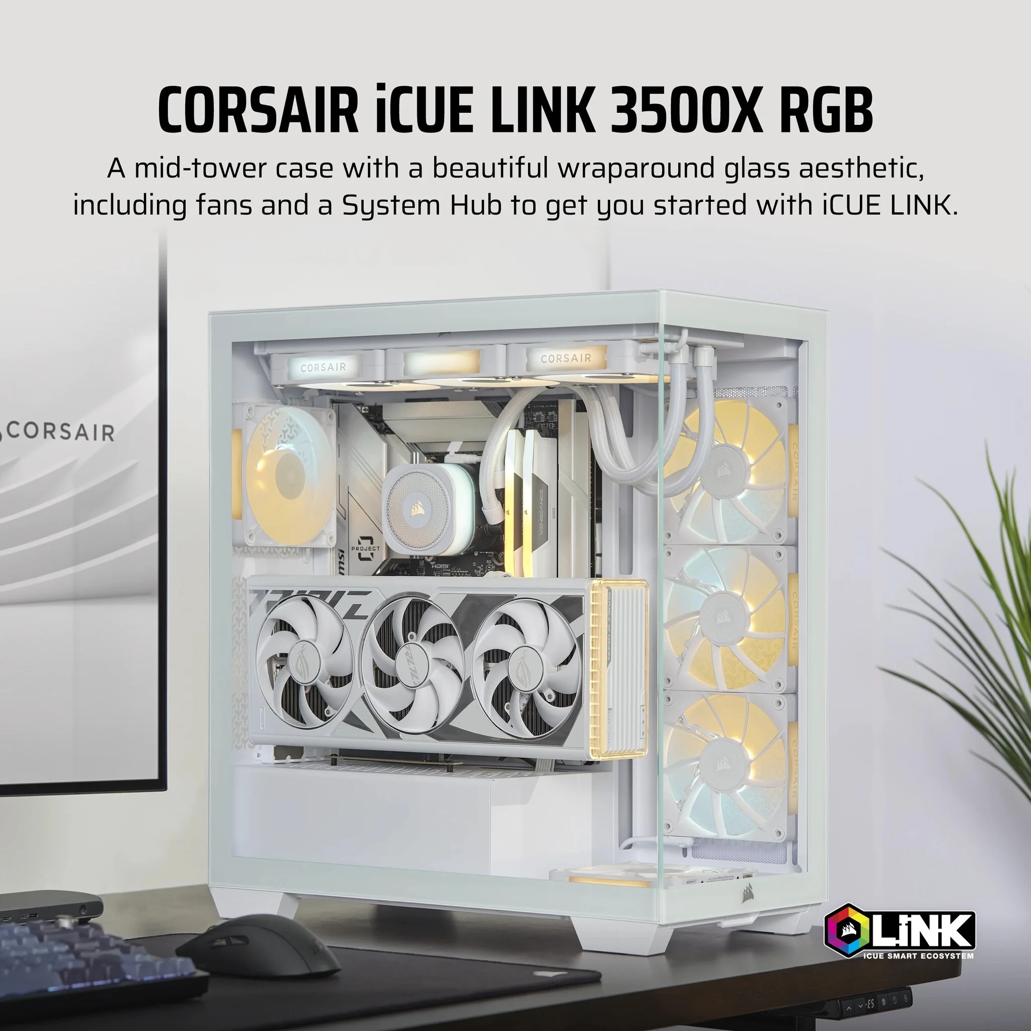 Corsair iCUE LINK 3500X RGB - EATX Mid Tower Case in White - Image 7
