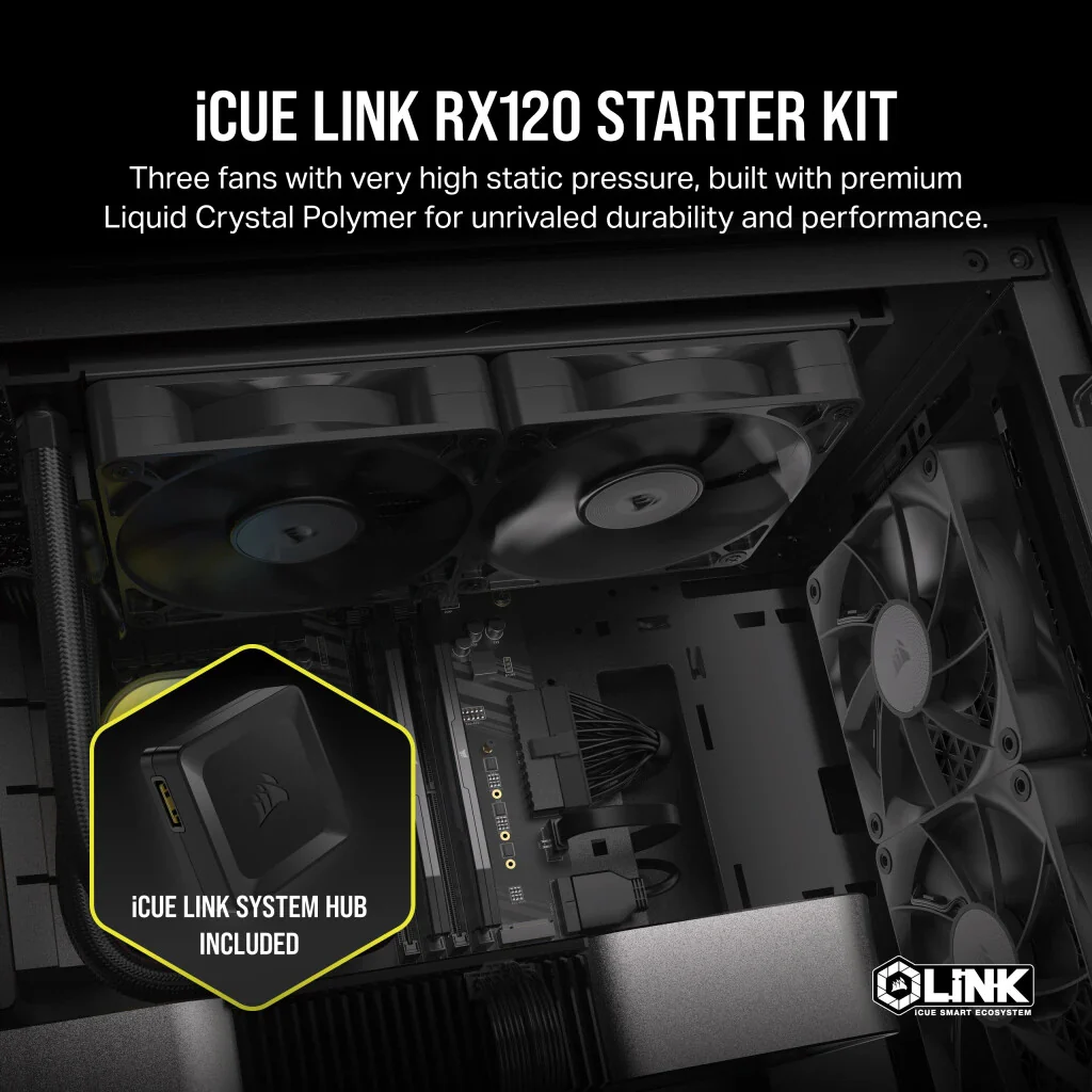 Corsair iCUE LINK RX120 - Computer Case Fan in Black - 120mm (Pack of 3) - Image 2