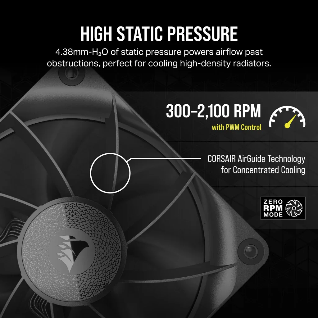 Corsair iCUE LINK RX120 - Computer Case Fan in Black - 120mm (Pack of 3) - Image 4