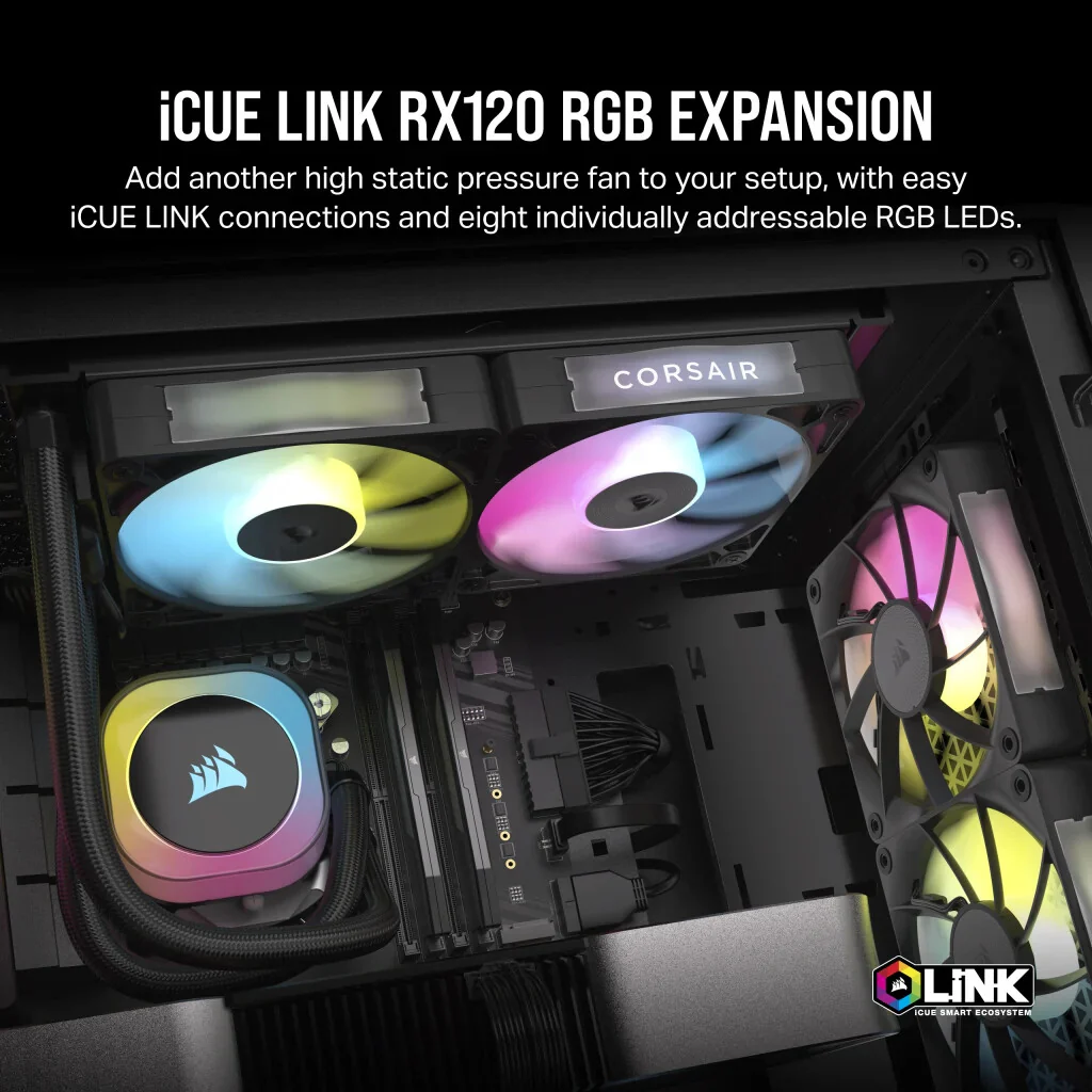 Corsair iCUE LINK RX120 RGB - Computer Case Fan in Black - 120mm - Image 2