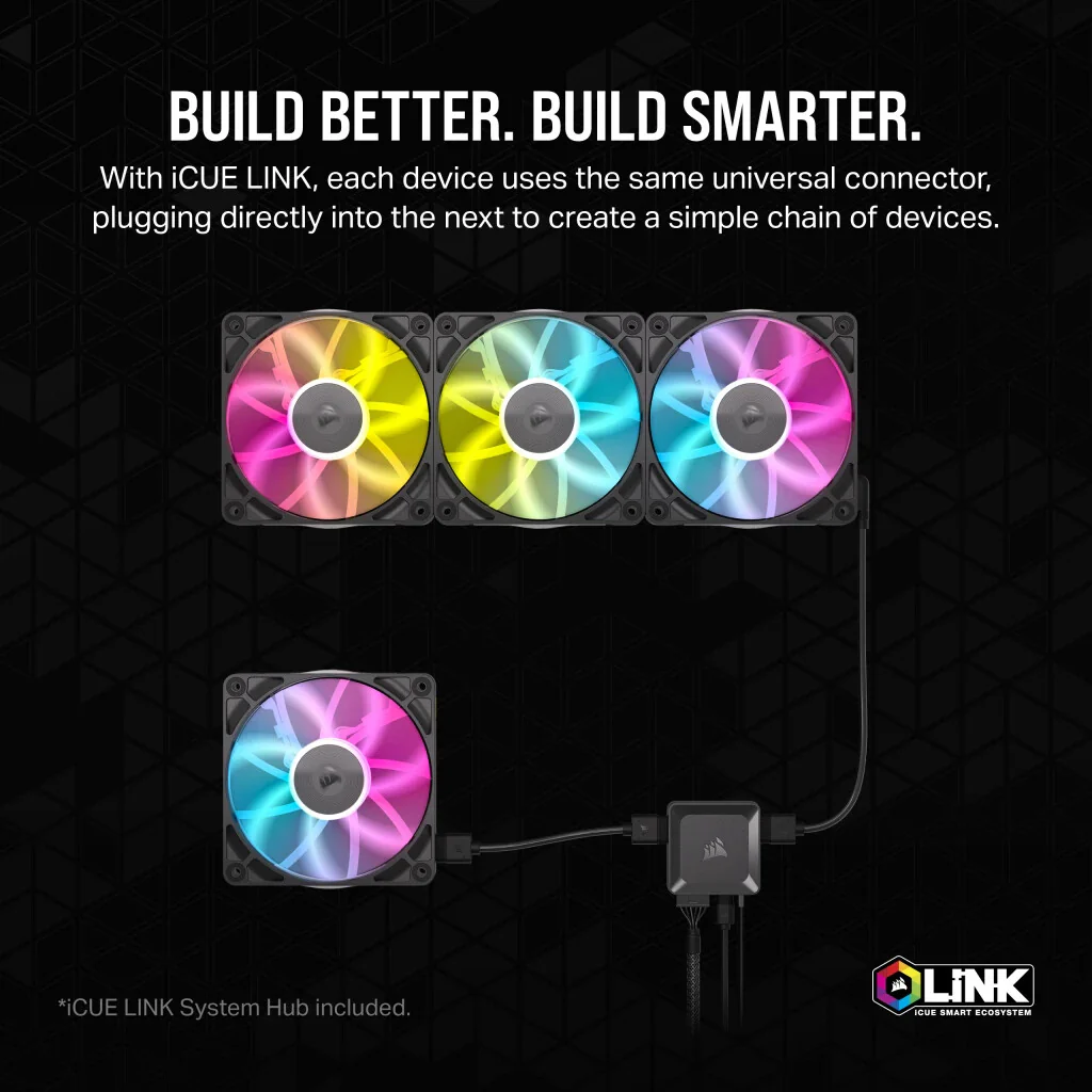 Corsair iCUE LINK RX120 RGB - Computer Case Fan in White - 120 mm (Pack of 3) - Image 4