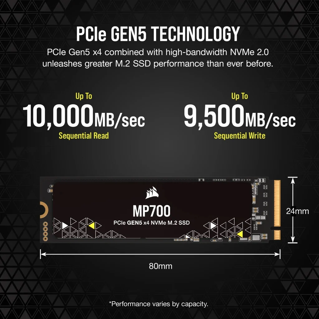 Corsair MP700 - PCI Express 5.0 3D TLC NAND NVMe M.2 SSD - 1 TB - Image 5
