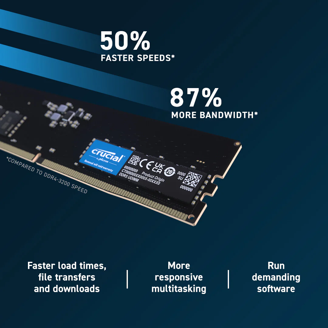 Crucial - 8 GB 1 x 8 GB DDR5 5600 MHz ECC memory module - Image 3