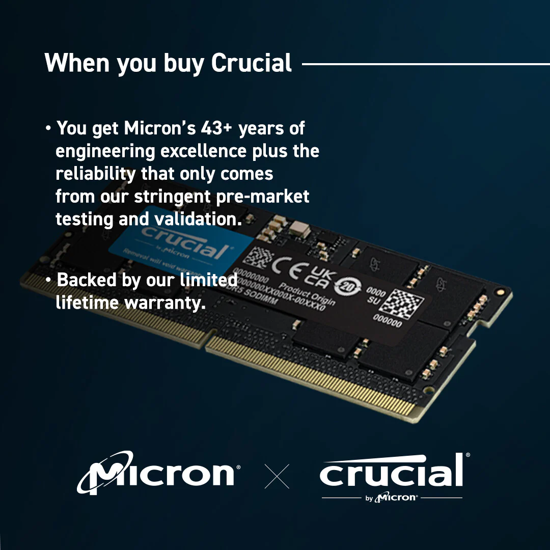 Crucial - 16 GB 1 x 16 GB DDR5 SO-DIMM 5600 MHz ECC memory module - Image 4
