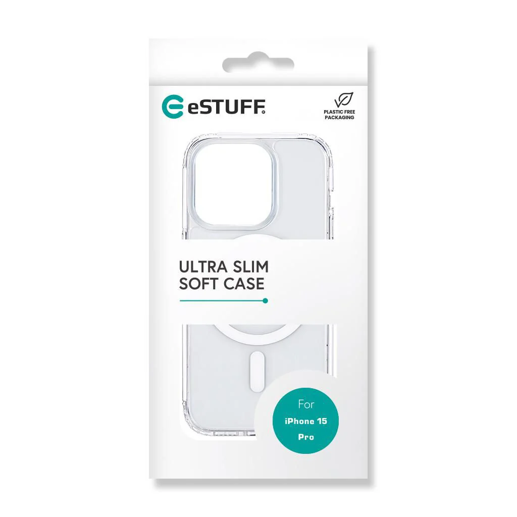 eSTUFF BERLIN Magnetic Hybrid mobile phone case for iPhone 15 Pro in Transparent - Image 9