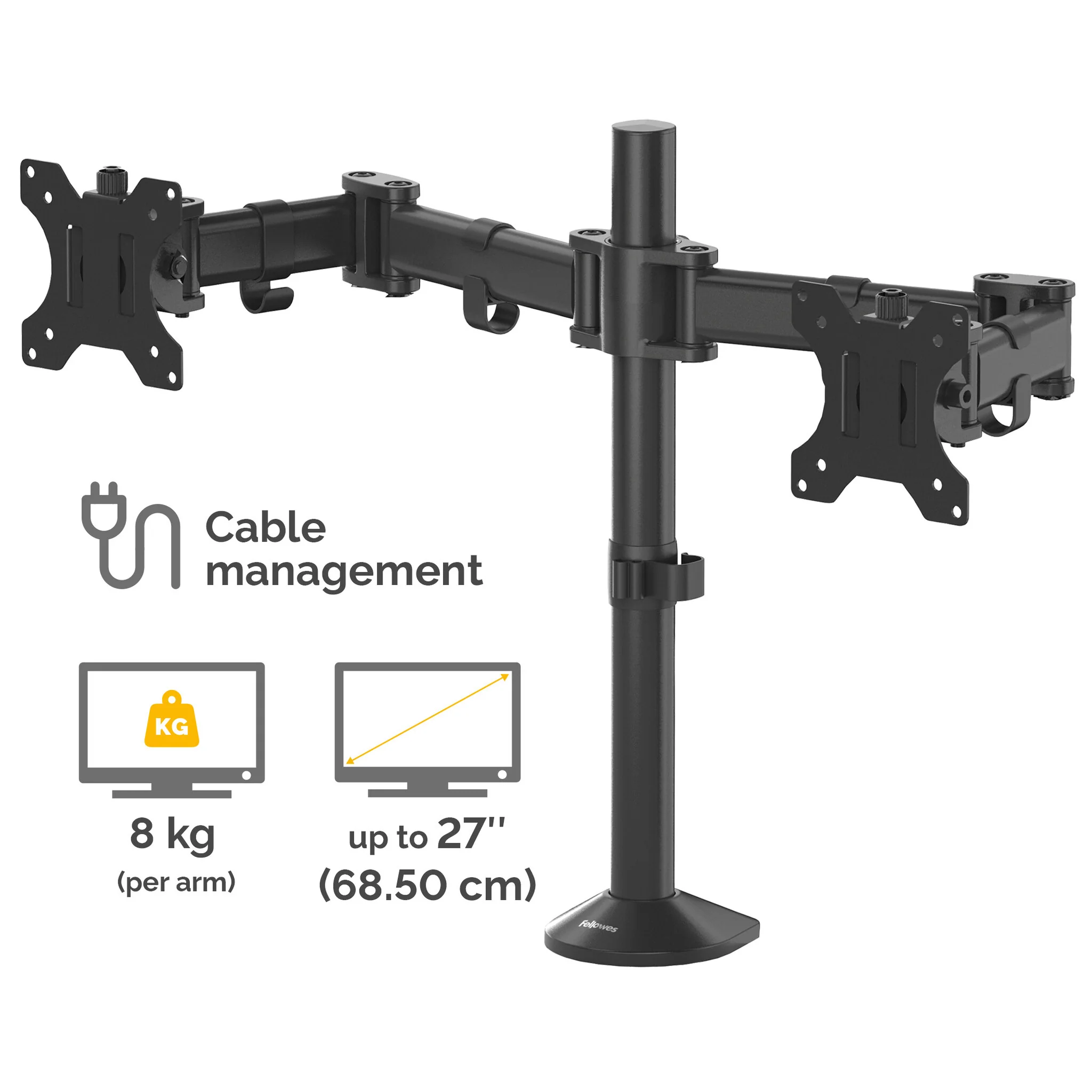 Fellowes Reflex Dual Monitor Arm - 8502601 - Desk monitor mount for upto 68.6 cm (27") - Image 3