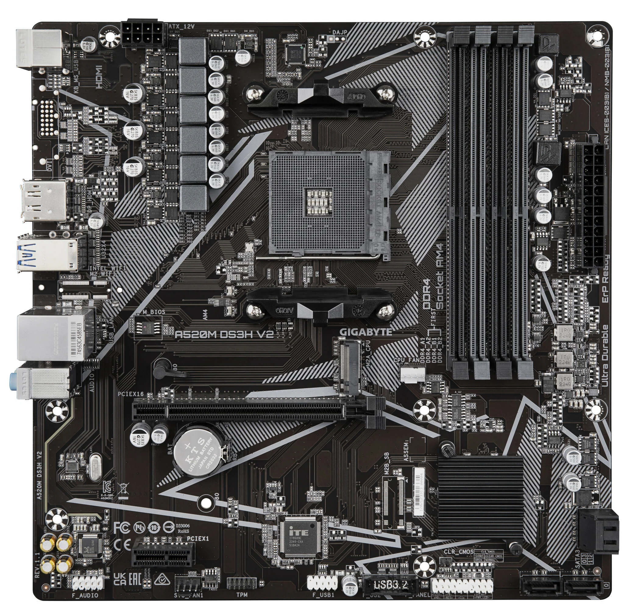 Gigabyte A520M DS3H V2 micro ATX motherboard - AMD A520 Socket AM4 - Image 2