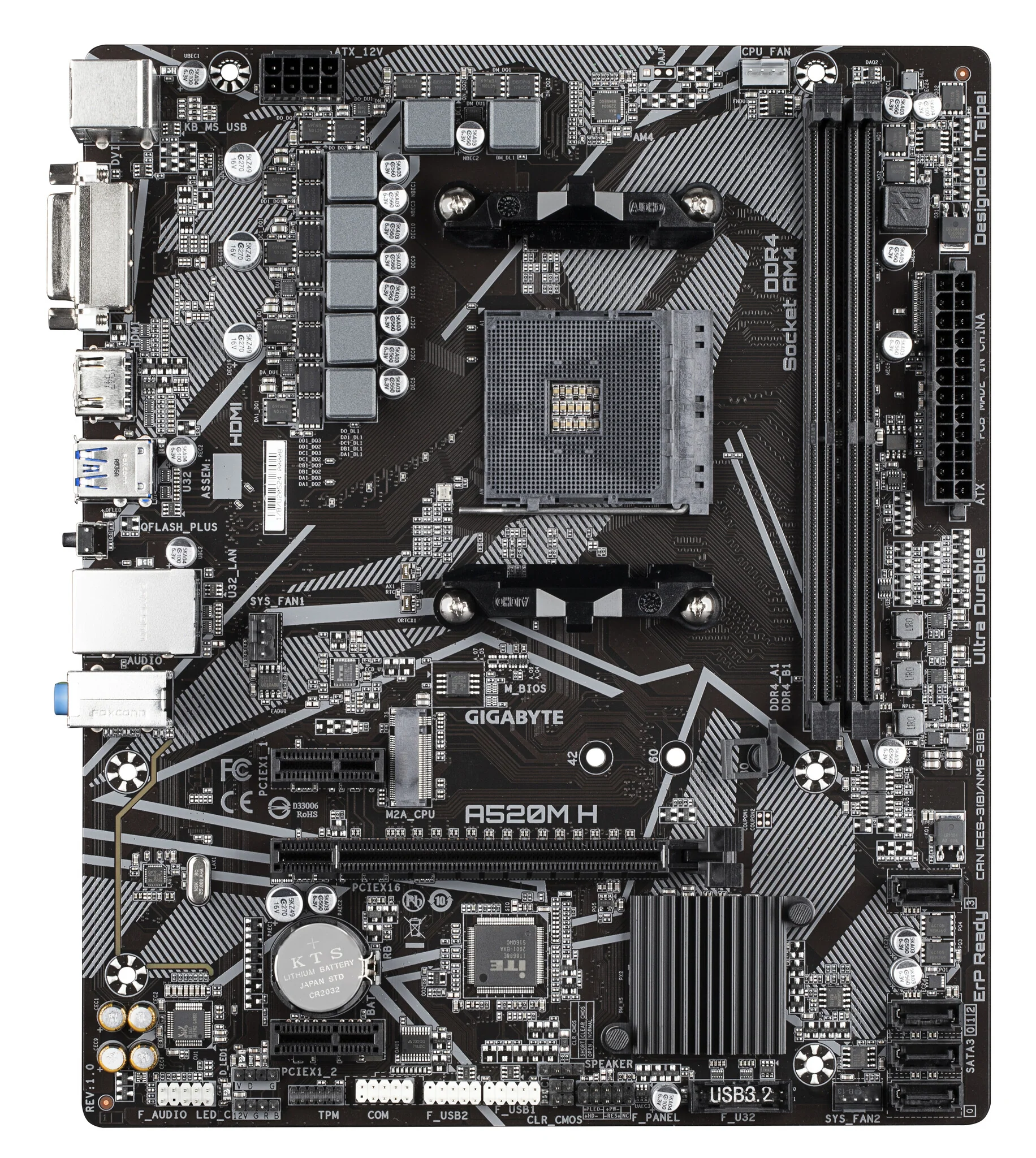 Gigabyte A520M H Micro ATX motherboard - AMD A520 Socket AM4 - Image 2