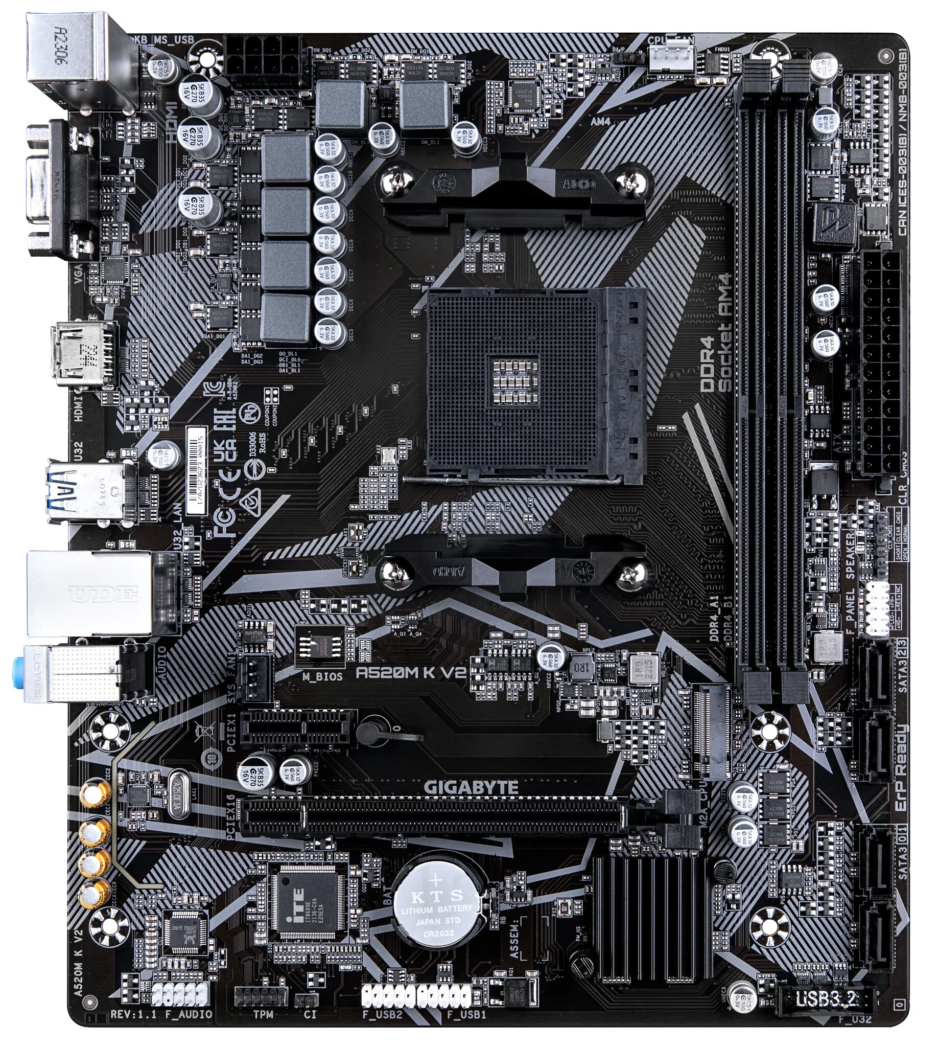 Gigabyte A520M K V2 Micro  ATX motherboard -  AMD A520 Socket AM4 - Image 2