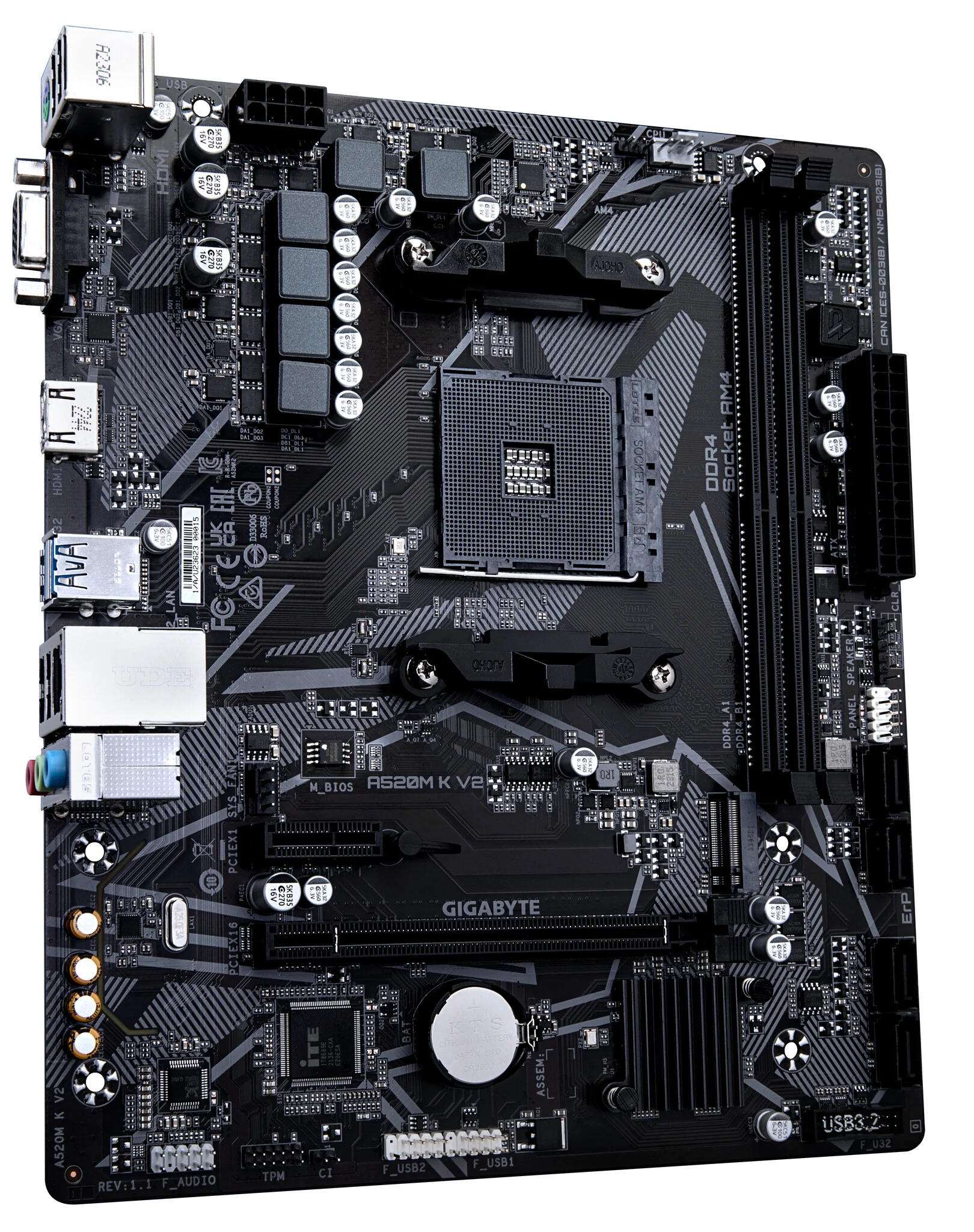 Gigabyte A520M K V2 Micro  ATX motherboard -  AMD A520 Socket AM4 - Image 3