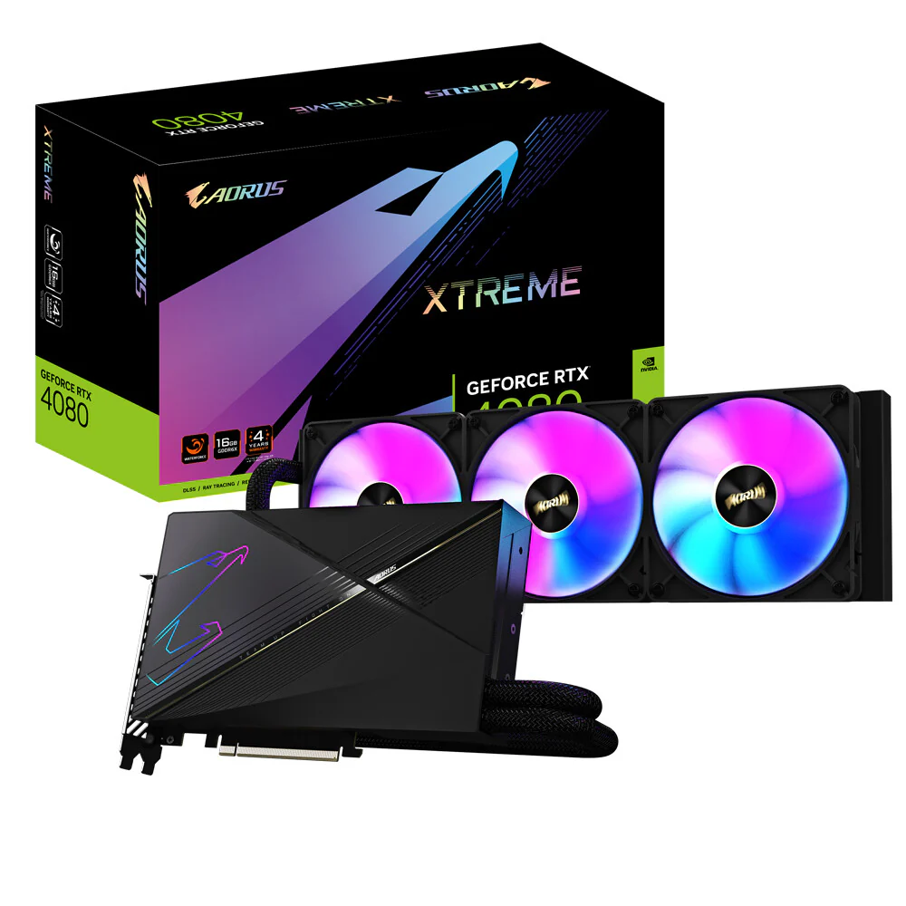 GIGABYTE AORUS XTREME WATERFORCE - NVIDIA 16 GB GDDR6X GeForce RTX 4080 graphics card
