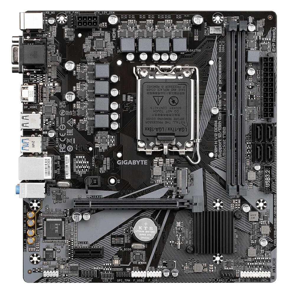 Gigabyte H610M H V2 DDR4 (rev. 1.0) micro ATX motherboard - Intel H610 LGA 1700 - Image 2