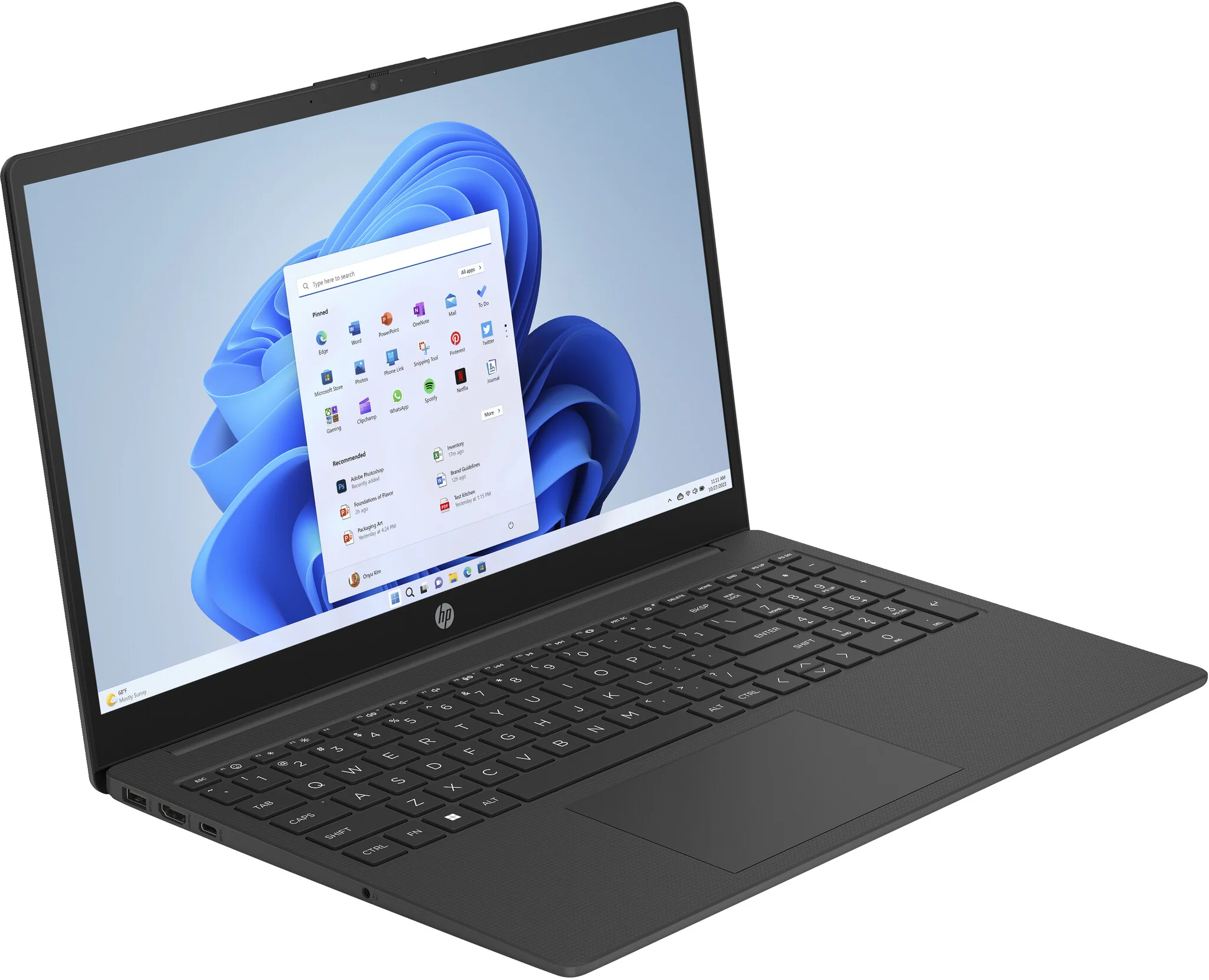 HP 15-FC0017NA Laptop - 39.6 cm (15.6") - AMD Ryzen™ 5 7520U - 8 GB LPDDR5-SDRAM - 256 GB SSD - Wi-Fi 6 - Windows 11 Home - Black - Image 2