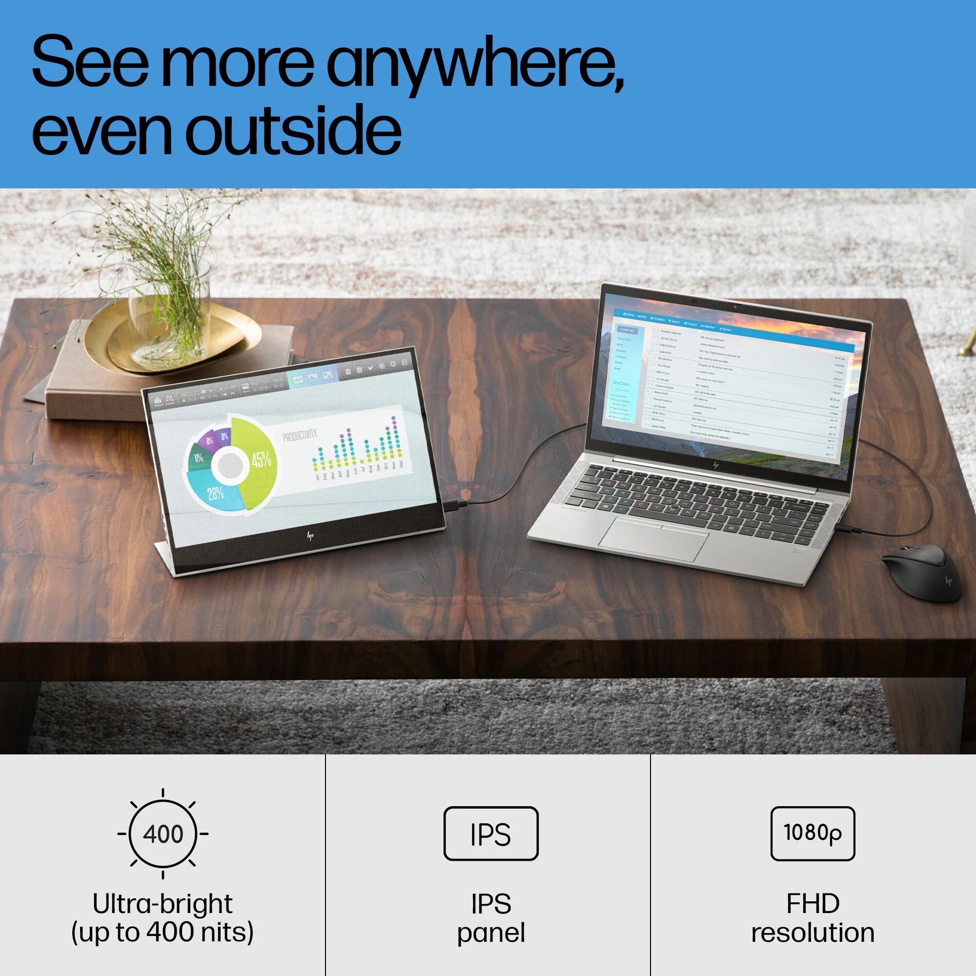 HP E-Series E14 G4 - 35.6 cm (14") - 1920 x 1080 pixels Full HD LED Monitor - Image 13