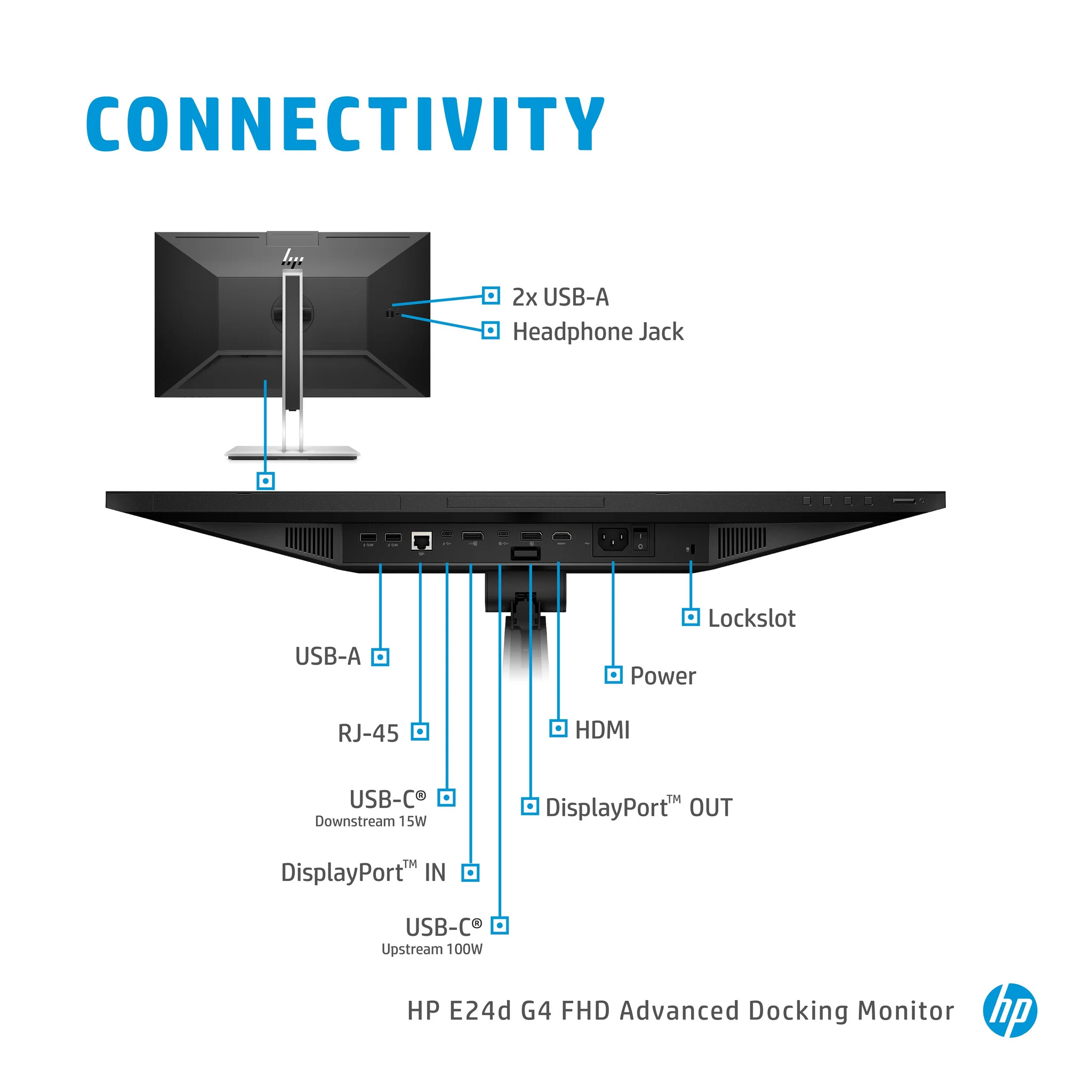HP E24D G4 - 60.5 cm (23.8") - 1920 x 1080 pixels Full HD LED Monitor - Image 18