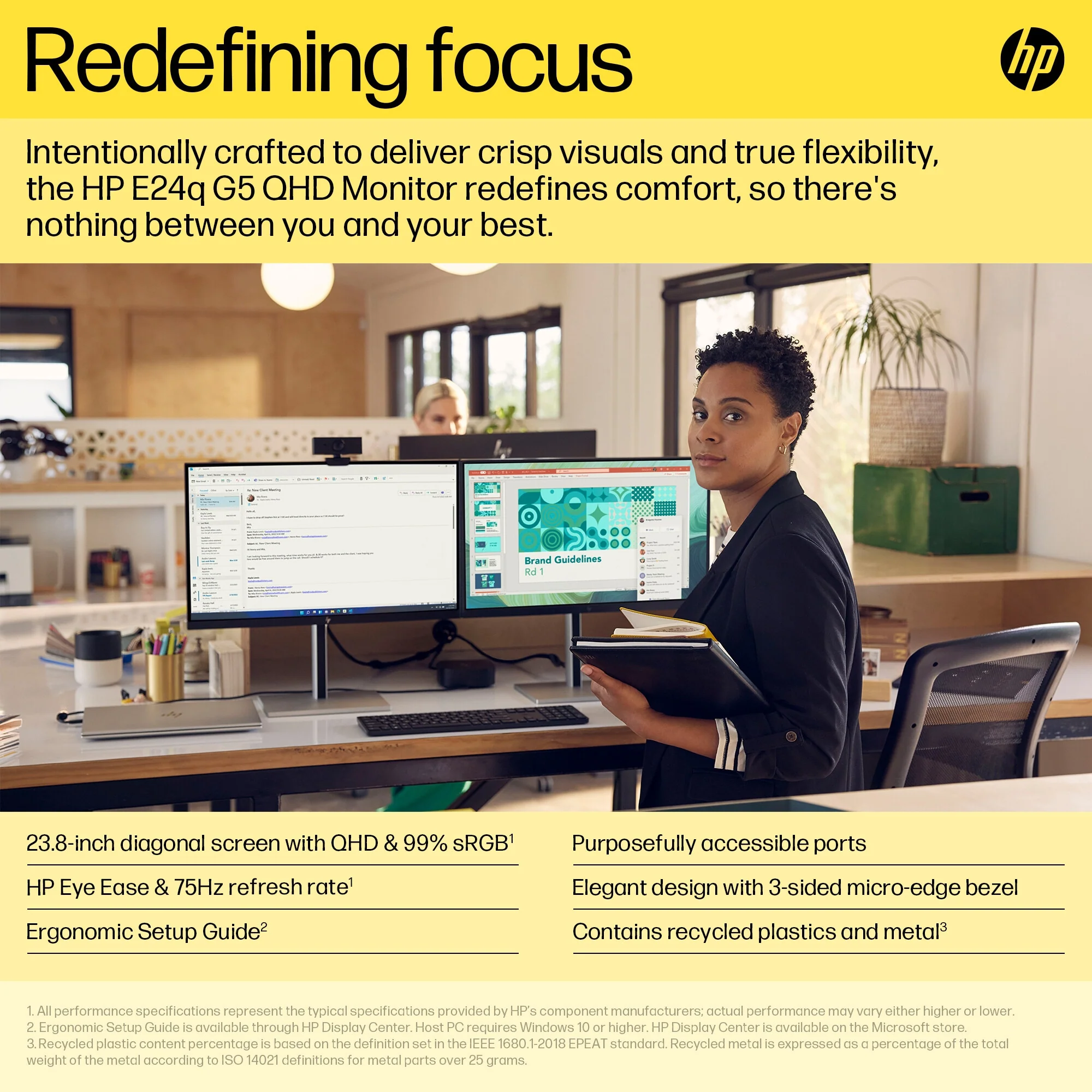 HP E24Q G5 - 60.5 cm (23.8") - 2560 x 1440 pixels QHD Monitor - Image 22
