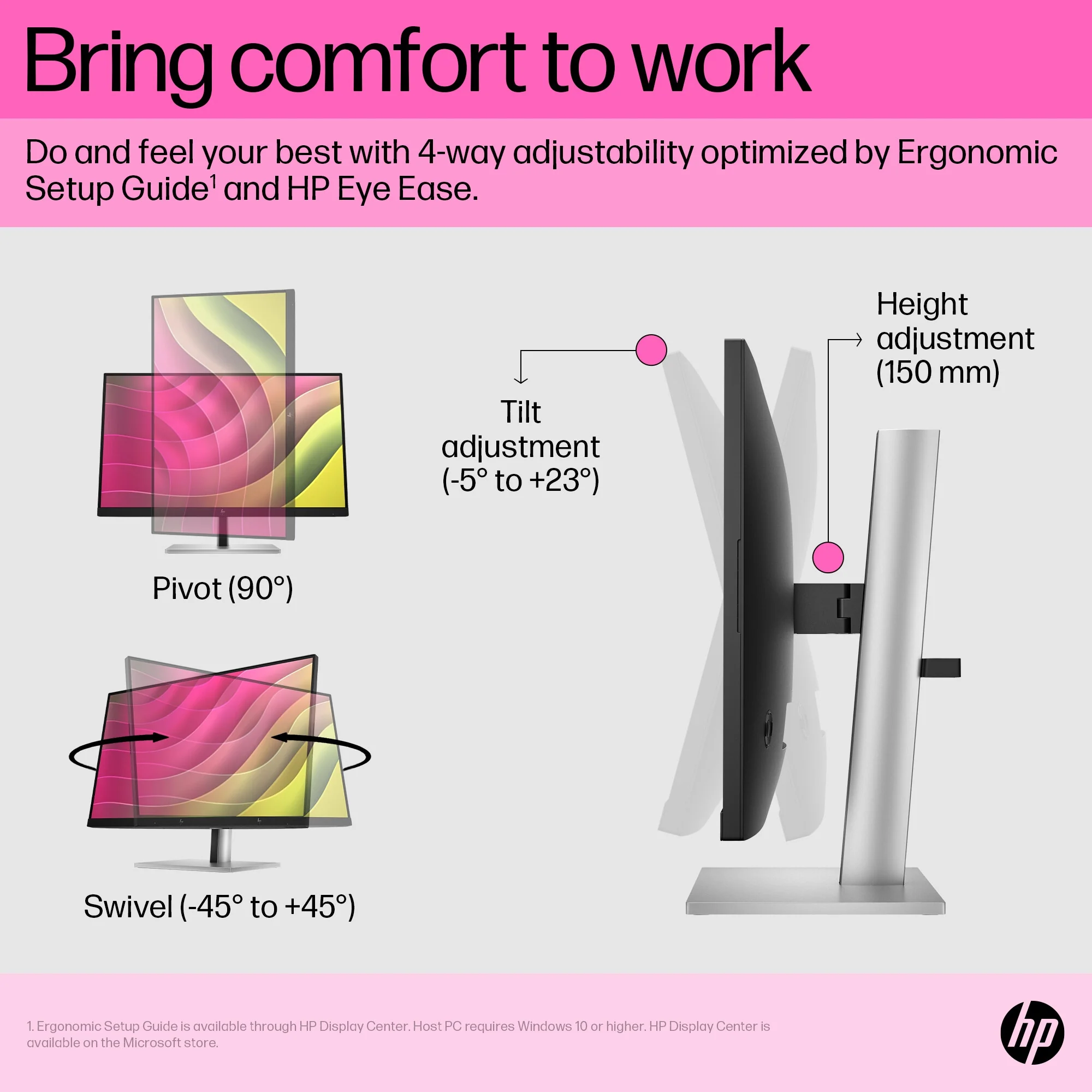 HP E24T G5 - 60.5 cm (23.8") - 1920 x 1080 pixels Full HD Touchscreen Monitor - Image 9