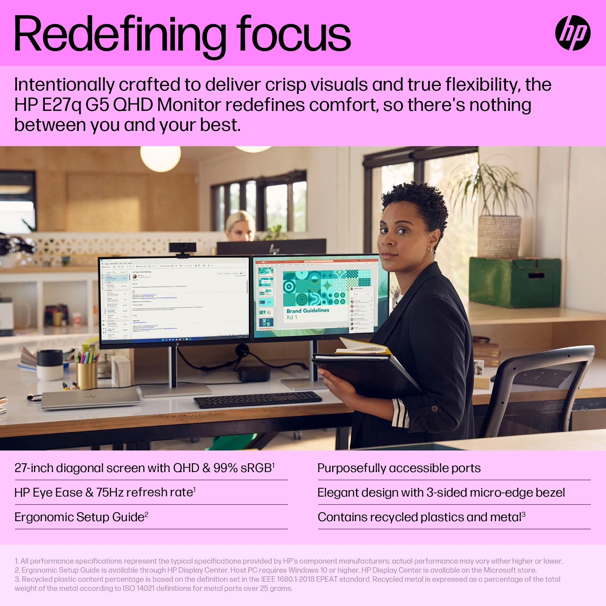 HP E27Q G5 - 68.6 cm (27") - 2560 x 1440 pixels Quad HD LCD Monitor - Image 7