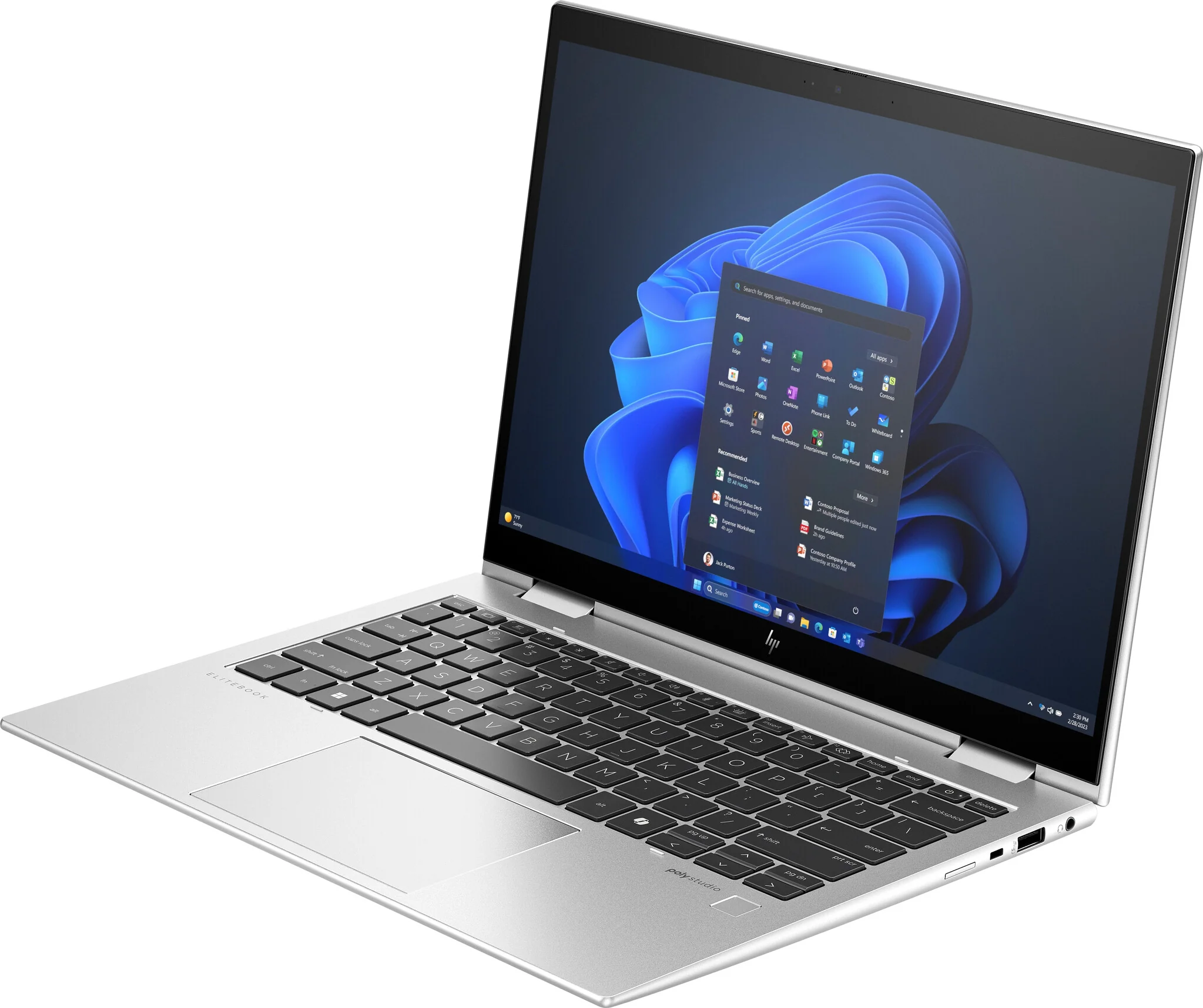 HP Elite x360 830 G11 Hybrid (2-in-1) - 33.8 cm (13.3") - Touchscreen - Intel Core Ultra 5 125U - 16 GB LPDDR5x-SDRAM - 512 GB SSD - Wi-Fi 6E - Windows 11 Pro - Silver - Image 2