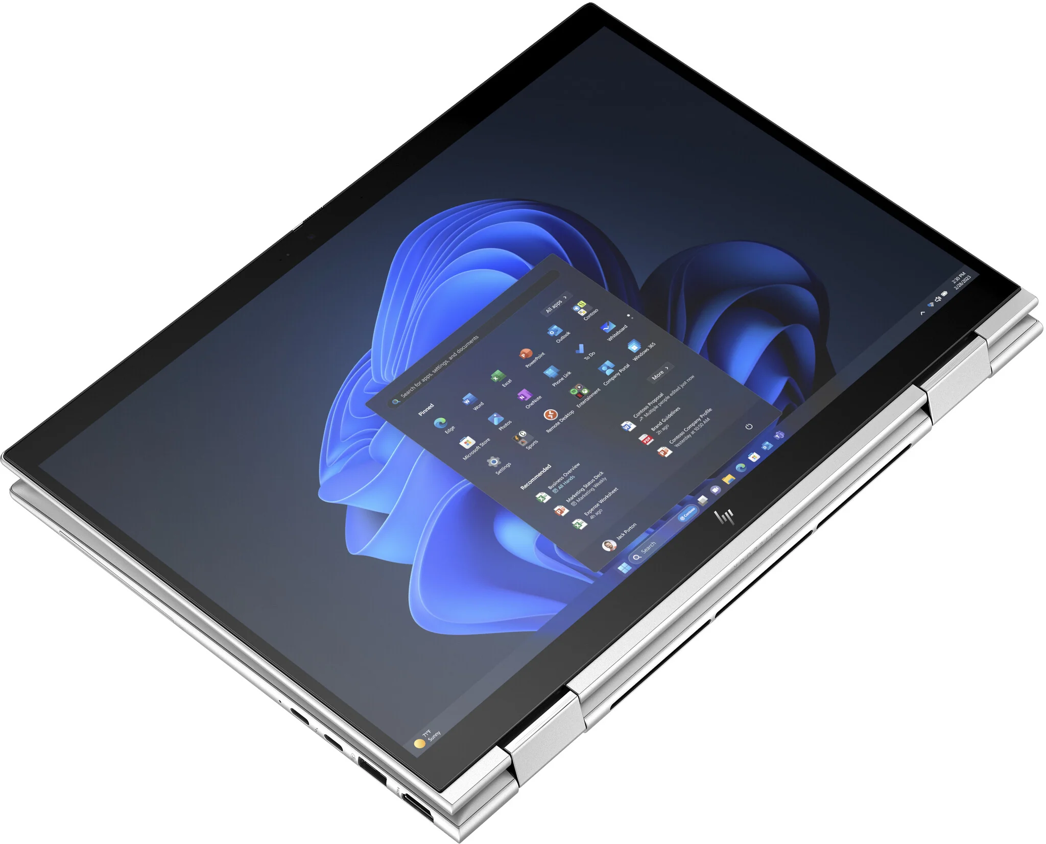 HP Elite x360 830 G11 Hybrid (2-in-1) - 33.8 cm (13.3") - Touchscreen - Intel Core Ultra 5 125U - 16 GB LPDDR5x-SDRAM - 512 GB SSD - Wi-Fi 6E - Windows 11 Pro - Silver - Image 3