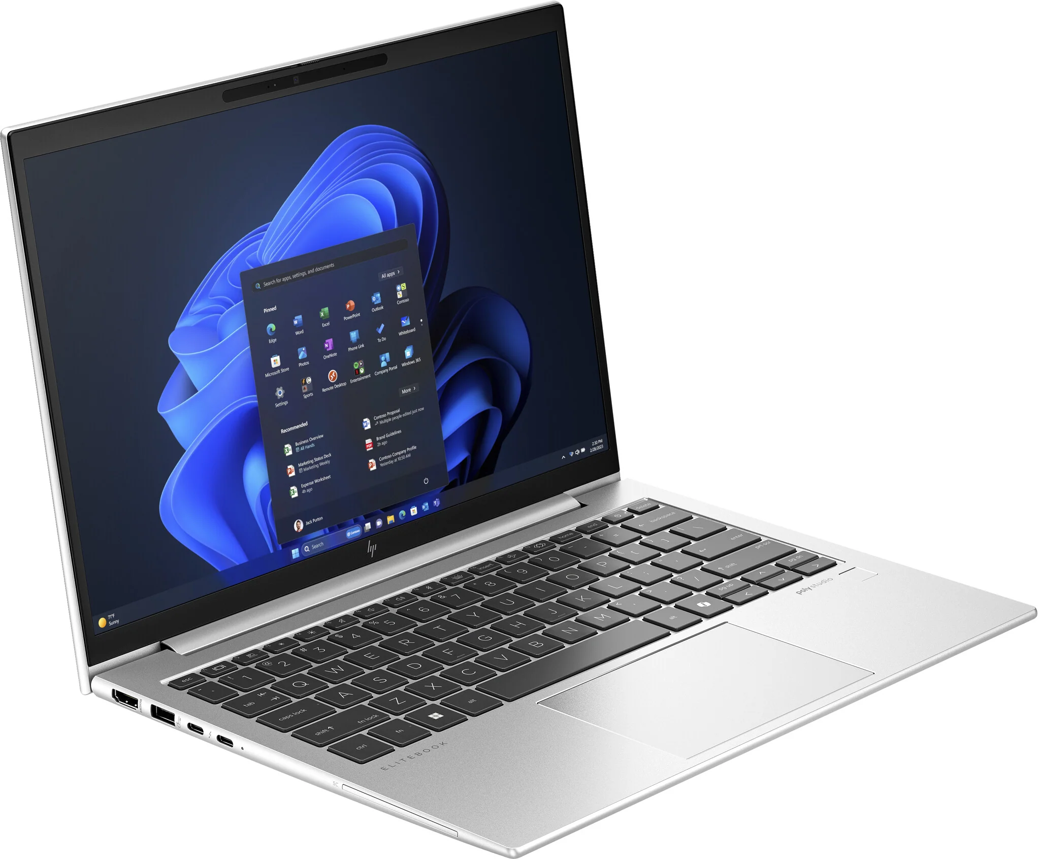 HP EliteBook 830 G11 Laptop - 33.8 cm (13.3") - Intel Core Ultra 5 125U - 16 GB LPDDR5x-SDRAM - 256 GB SSD - Wi-Fi 6E - Windows 11 Pro - Silver - Image 2