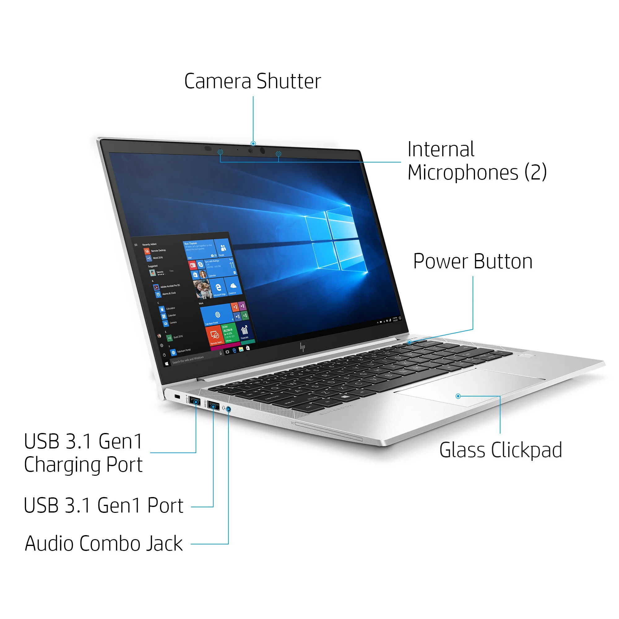 HP EliteBook 830 G7 Laptop - 33.8 cm (13.3") - Touchscreen - Intel® Core™ i5-10210U - 8 GB DDR4-SDRAM - 256 GB SSD - Wi-Fi 6 - Windows 10 Pro - Silver - Image 9